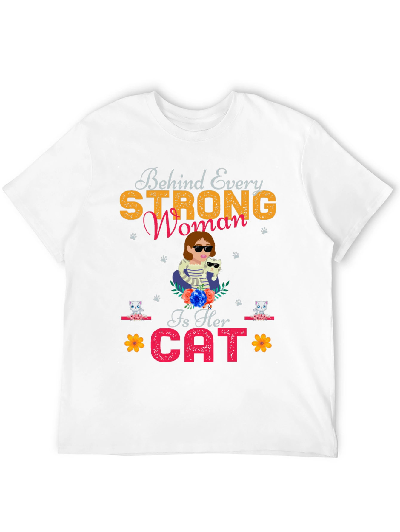 Strong Woman Cat Lover Tee