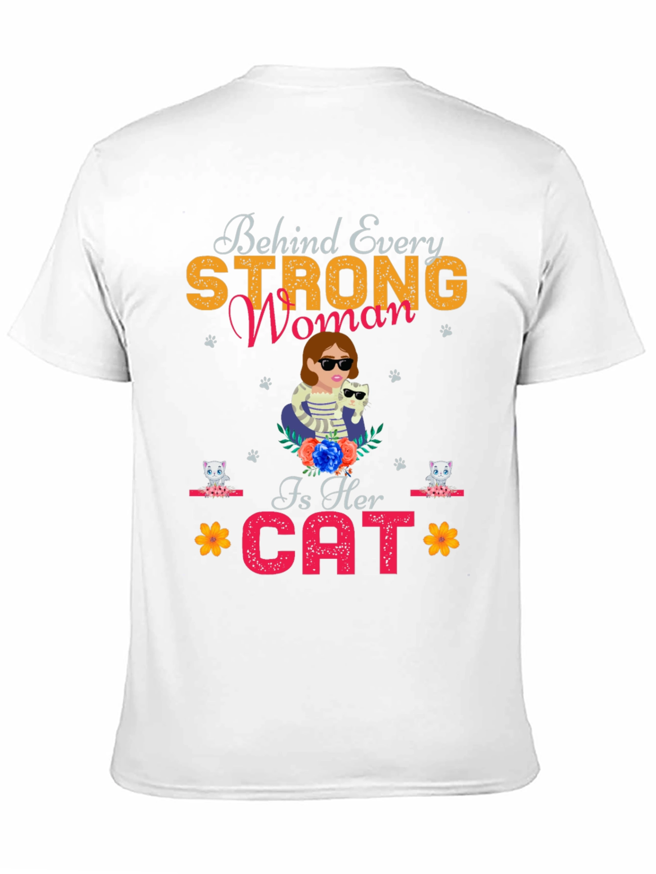 Strong Woman Cat Lover Tee