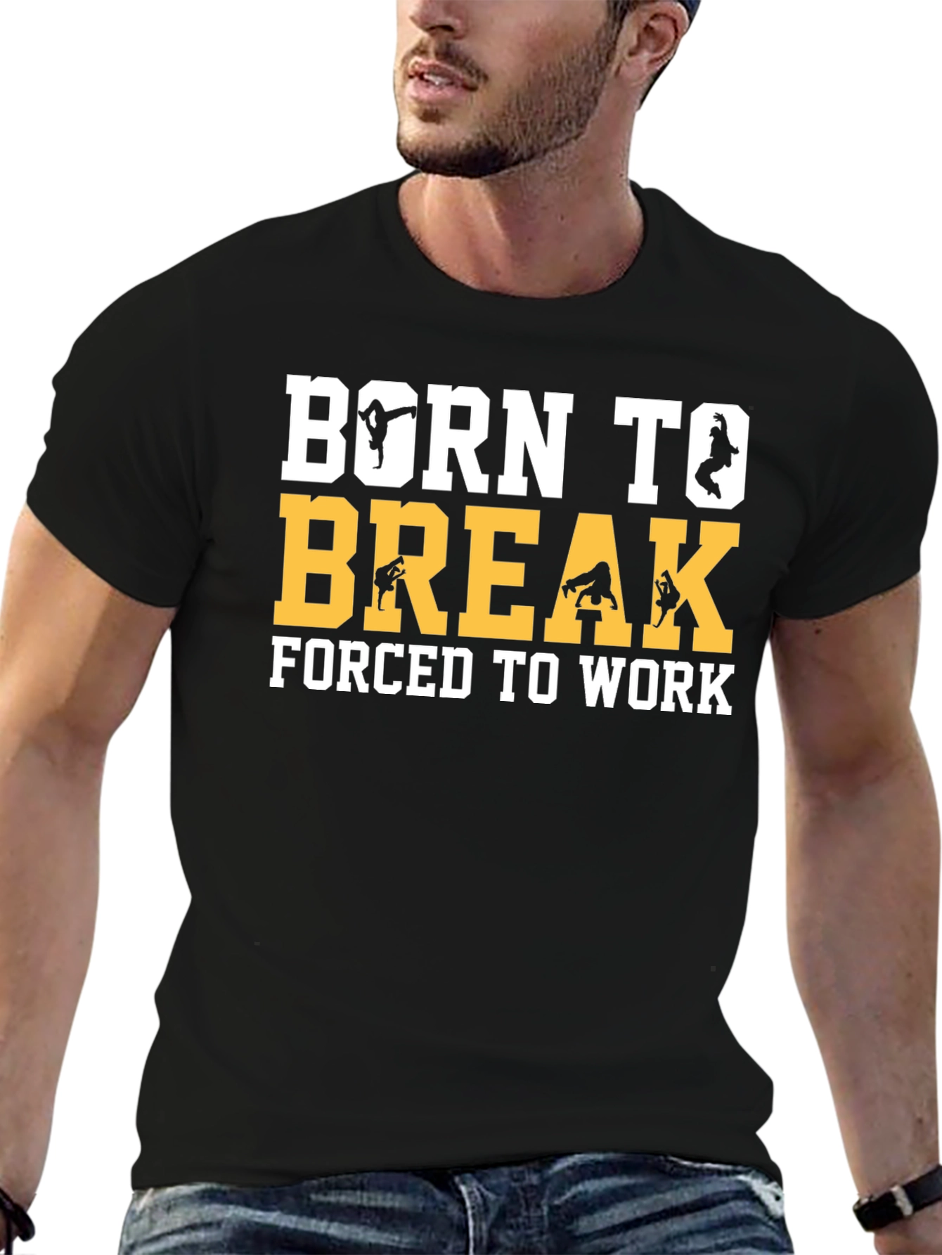 Born To Break Dance Black Graphic T-Shirt