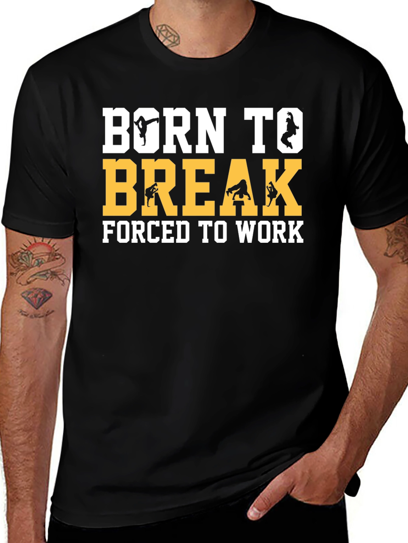 Born To Break Dance Black Graphic T-Shirt