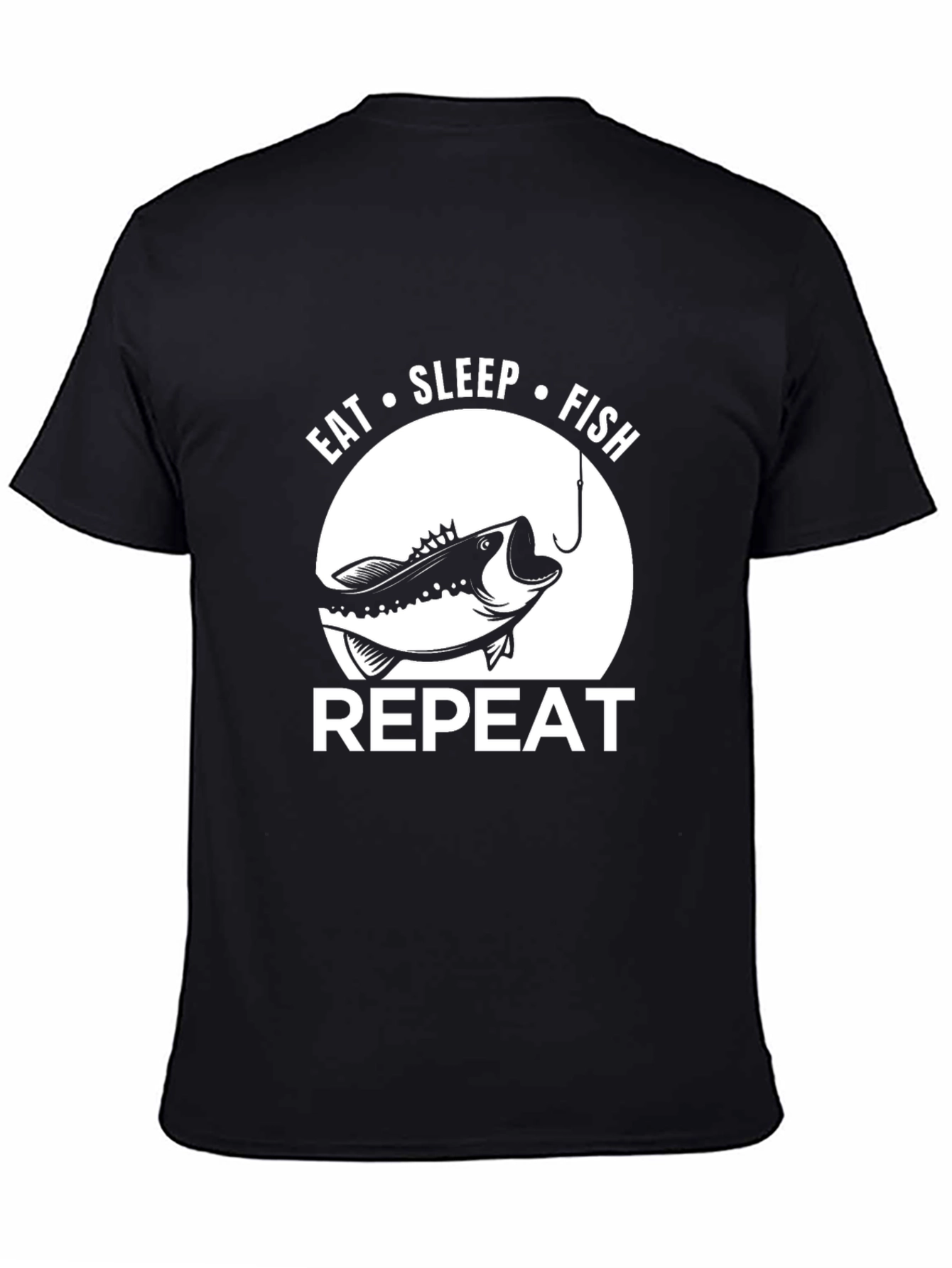 Eat Sleep Fish Repeat Black T-Shirt