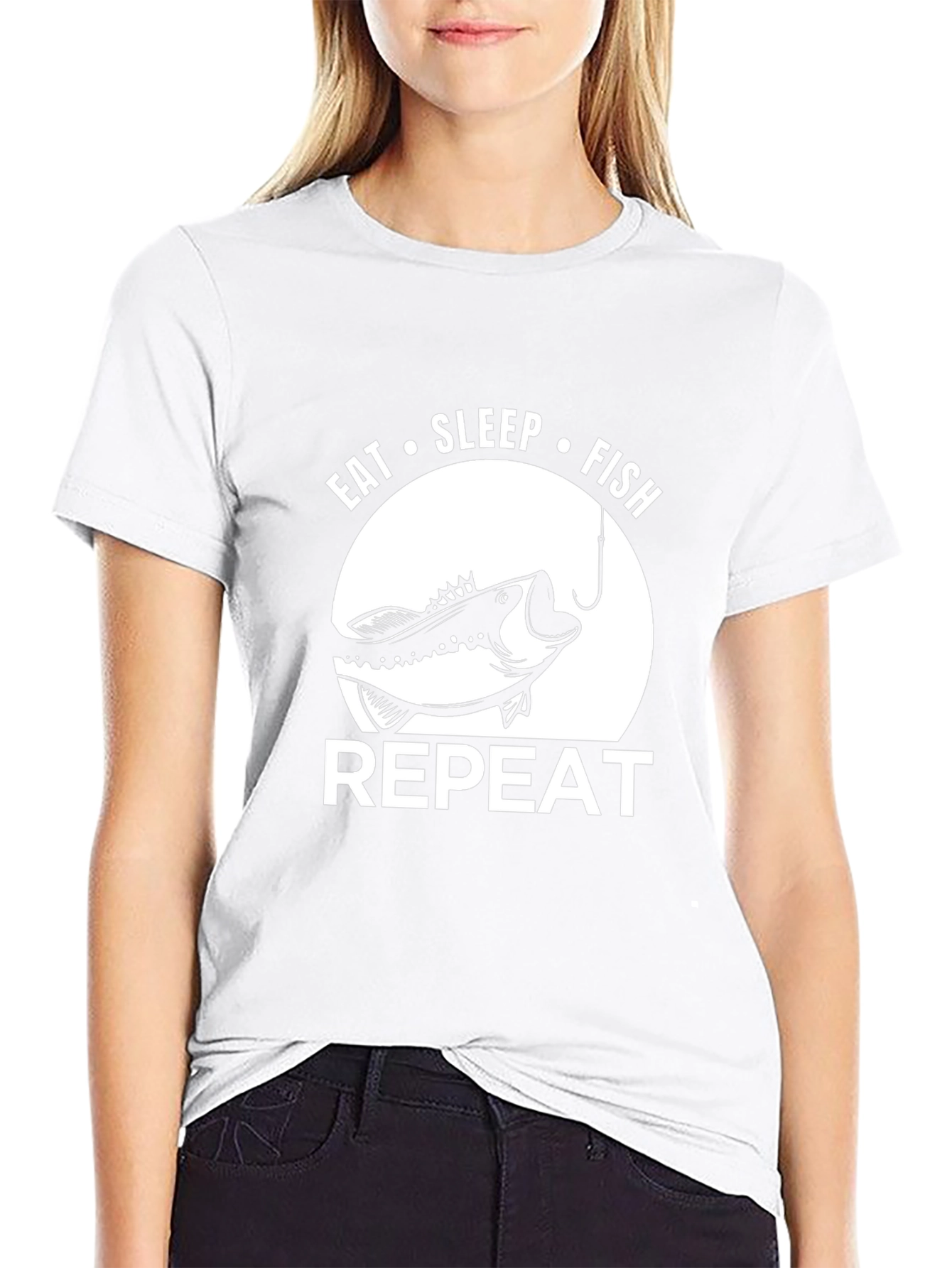 Eat Sleep Fish Repeat Black T-Shirt