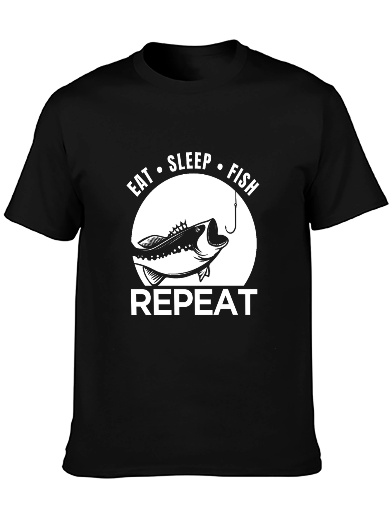 Eat Sleep Fish Repeat Black T-Shirt