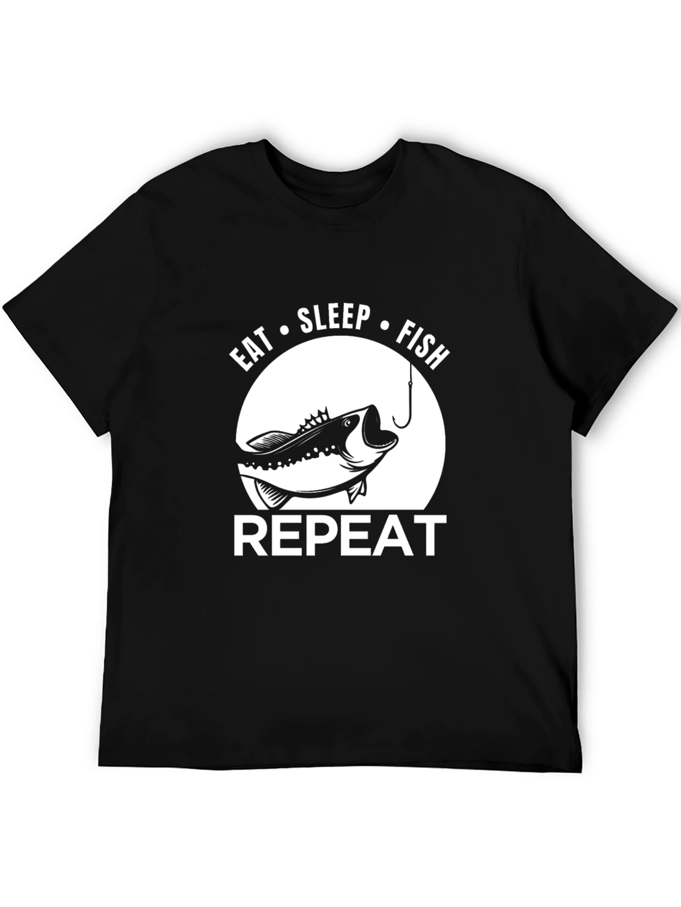 Eat Sleep Fish Repeat Black T-Shirt