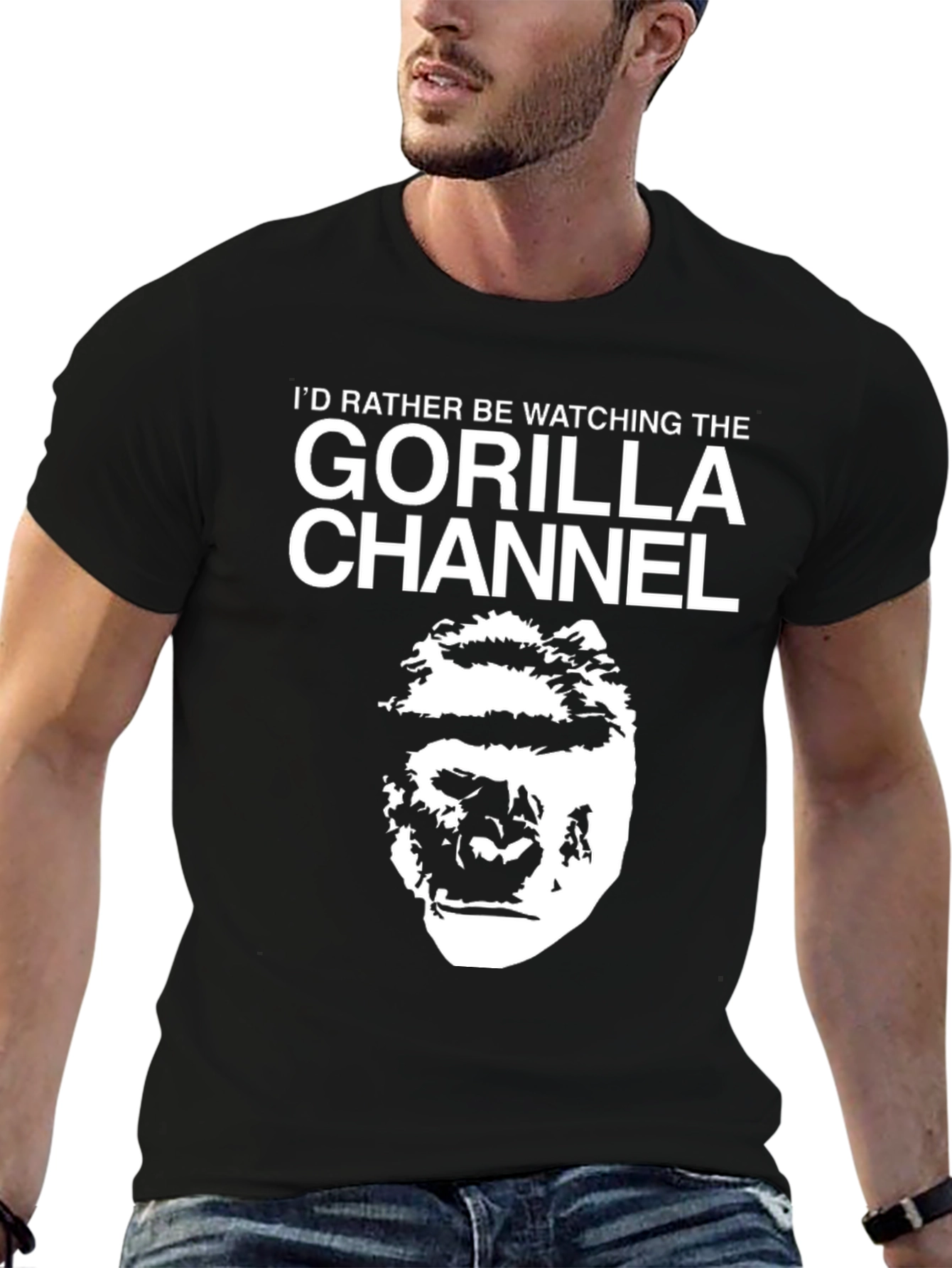 Gorilla Channel Graphic Tee -  Mens Black T-Shirt