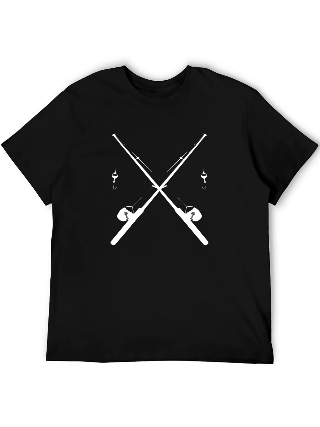Fishing Rods Crossed T-Shirt - Black