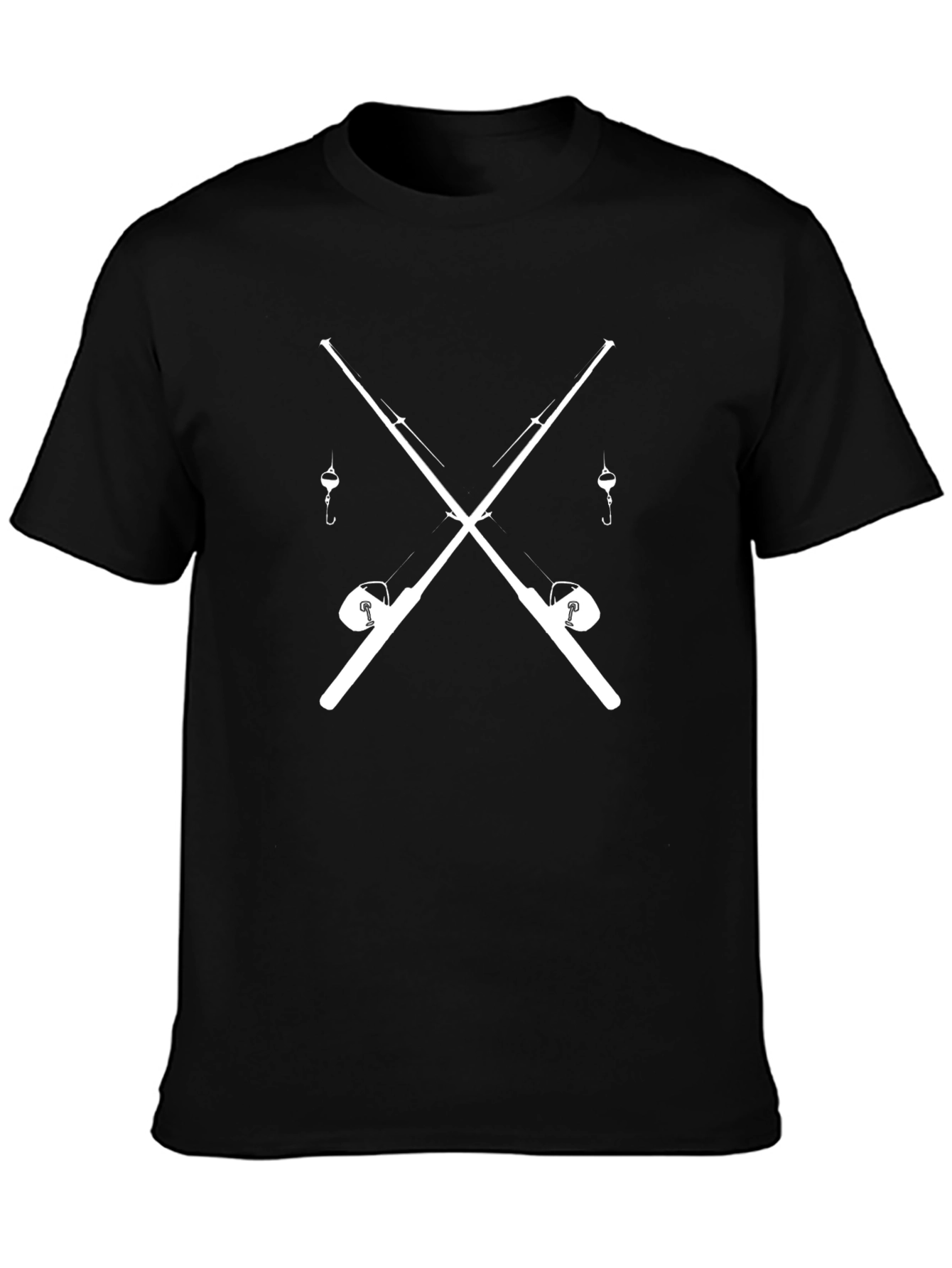 Fishing Rods Crossed T-Shirt - Black