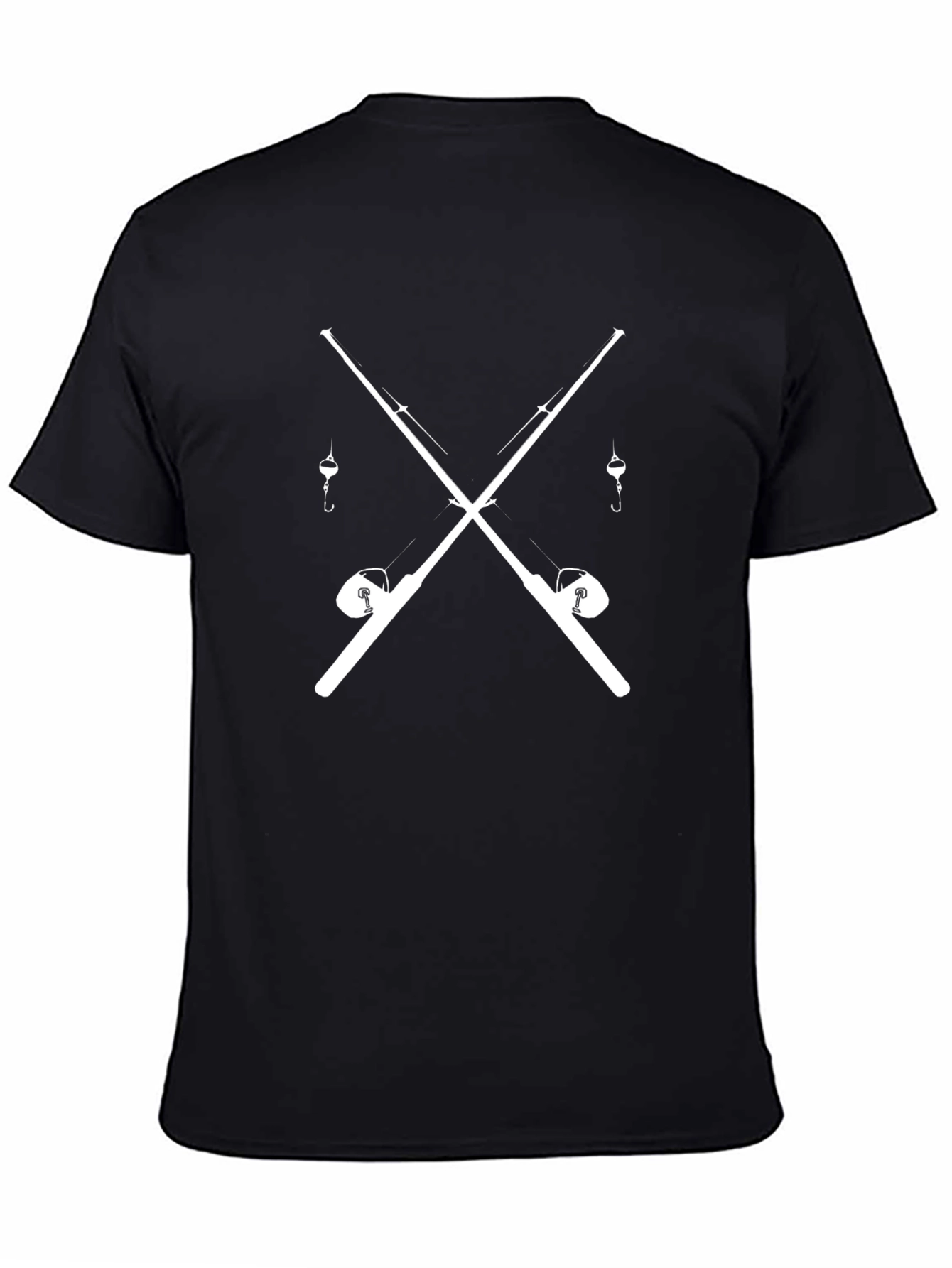 Fishing Rods Crossed T-Shirt - Black