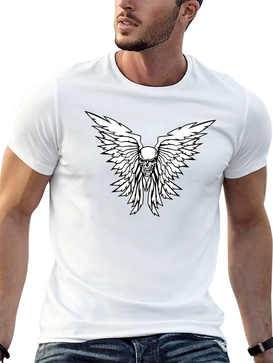 Skull & Wings Graphic Print Mens Black T-Shirt