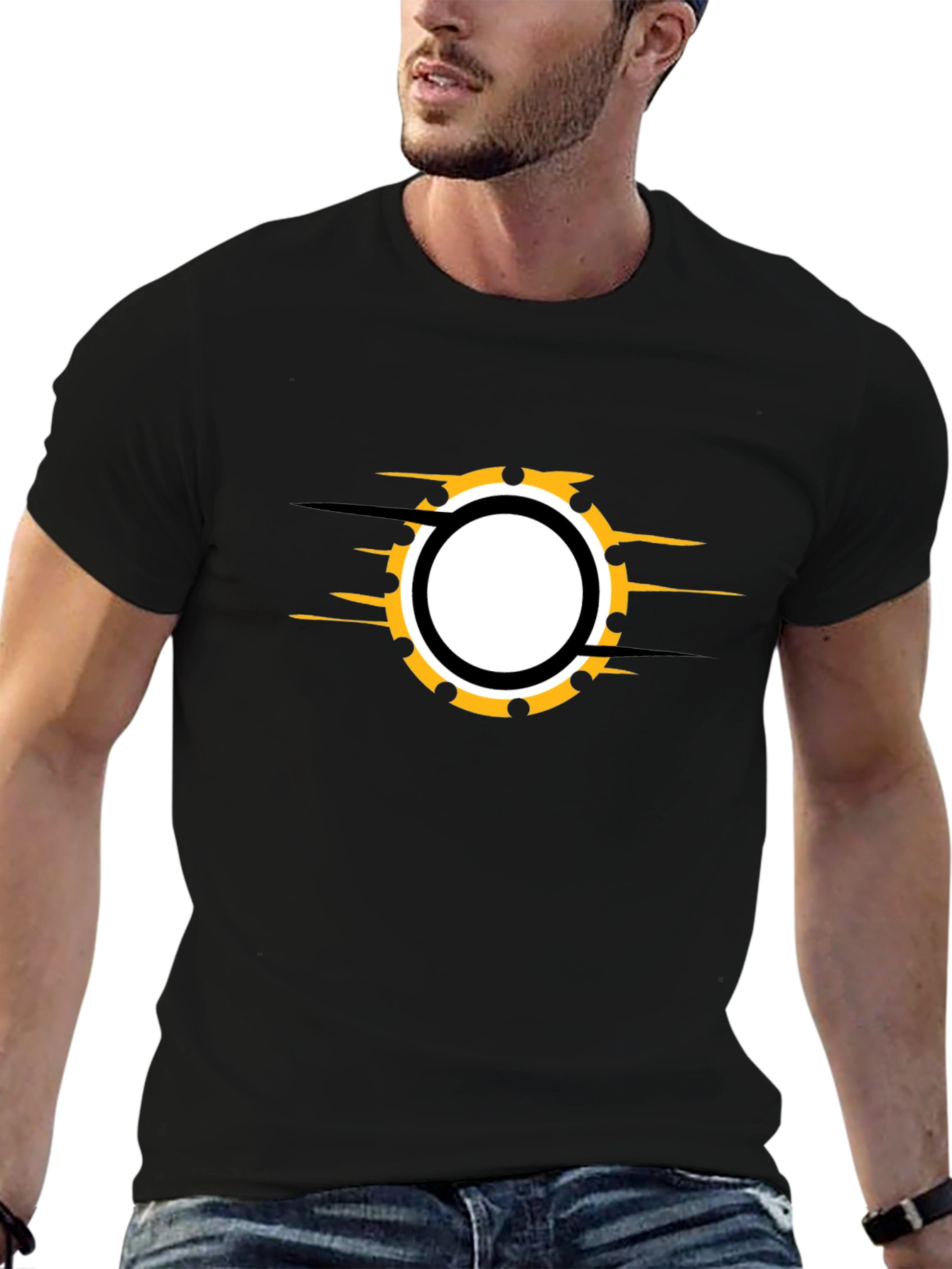 Mens Black Graphic T-Shirt - Circular Design