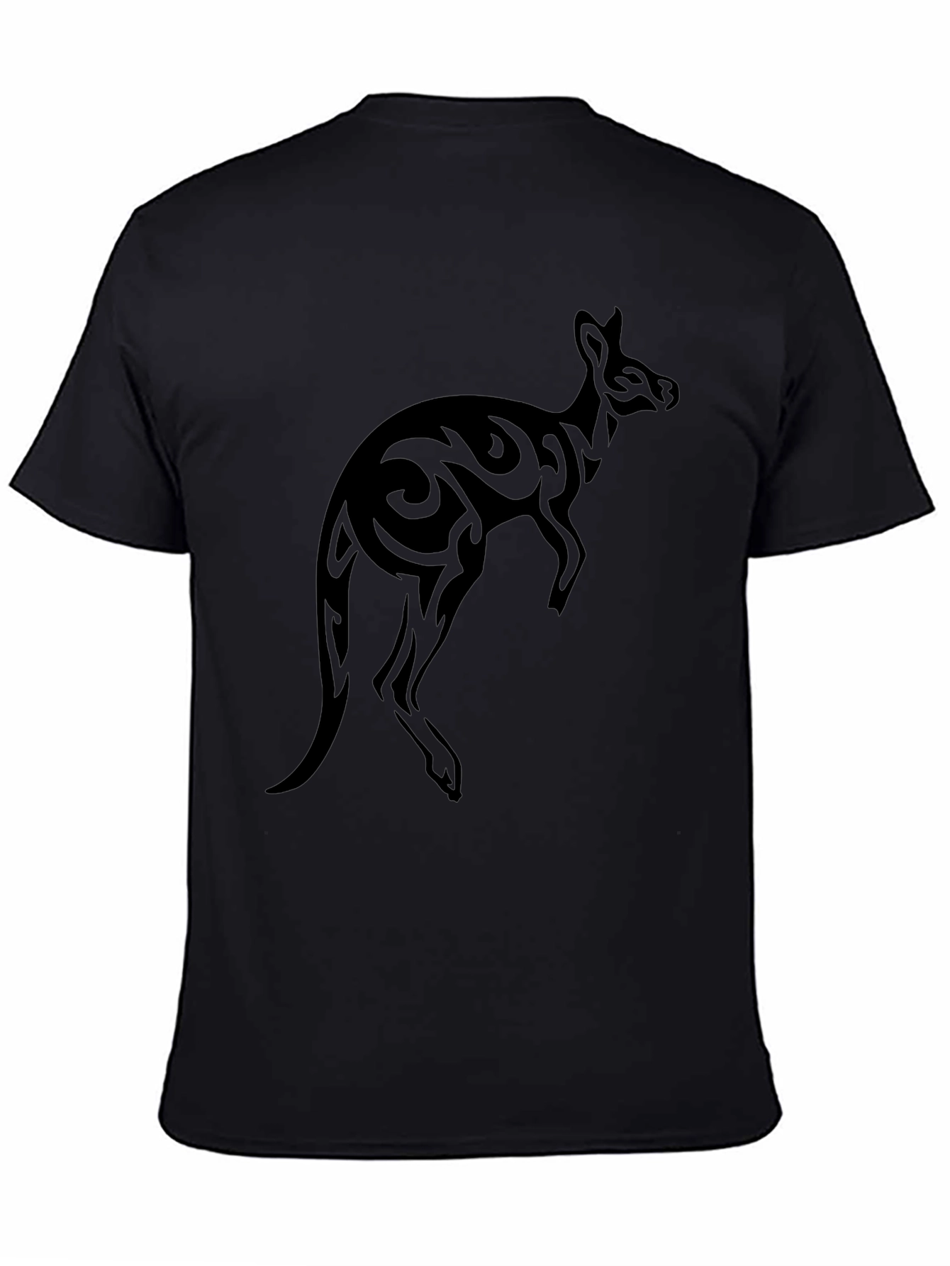 Mens Black Tribal Kangaroo Graphic Tee