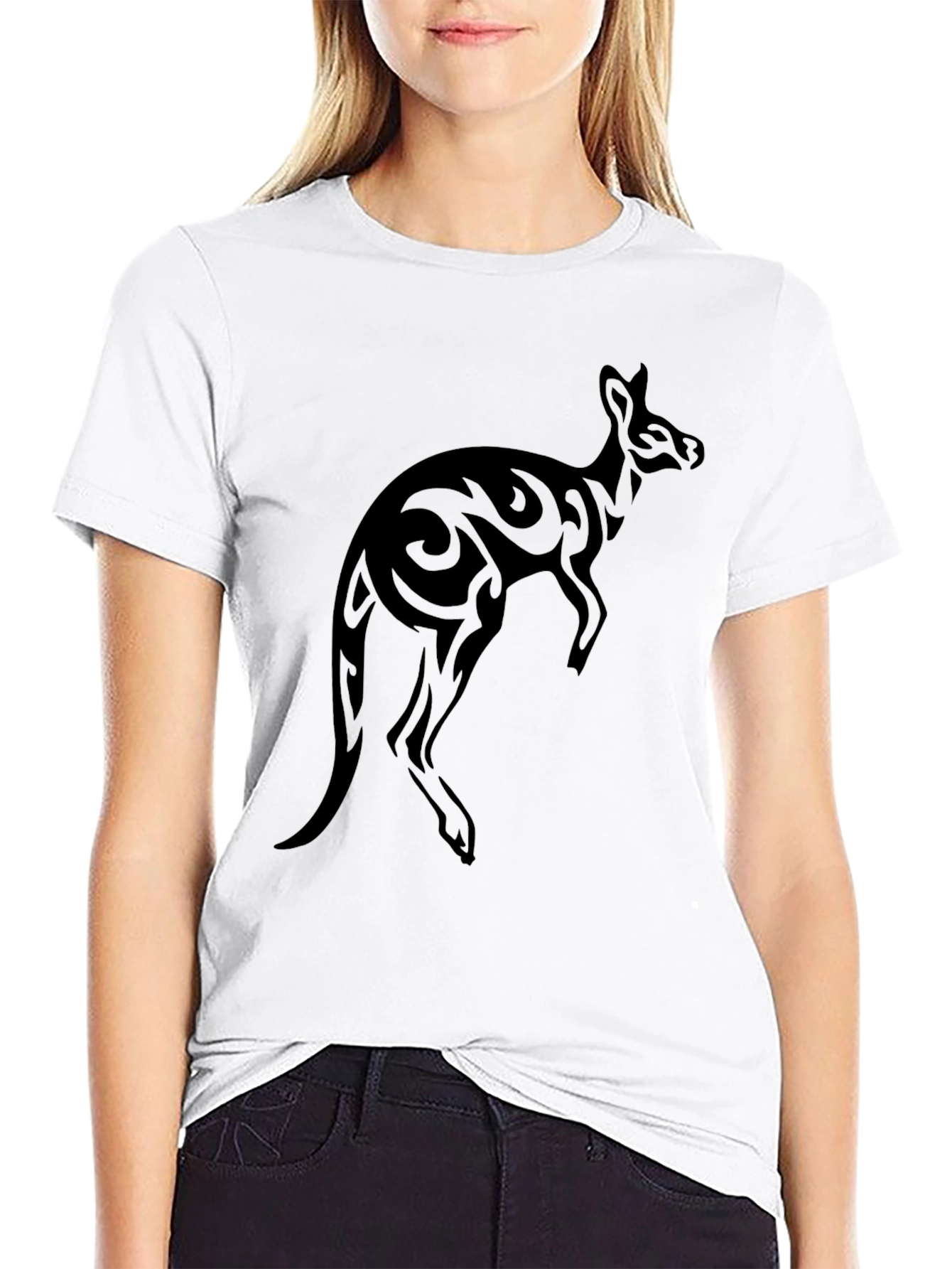 Mens Black Tribal Kangaroo Graphic Tee