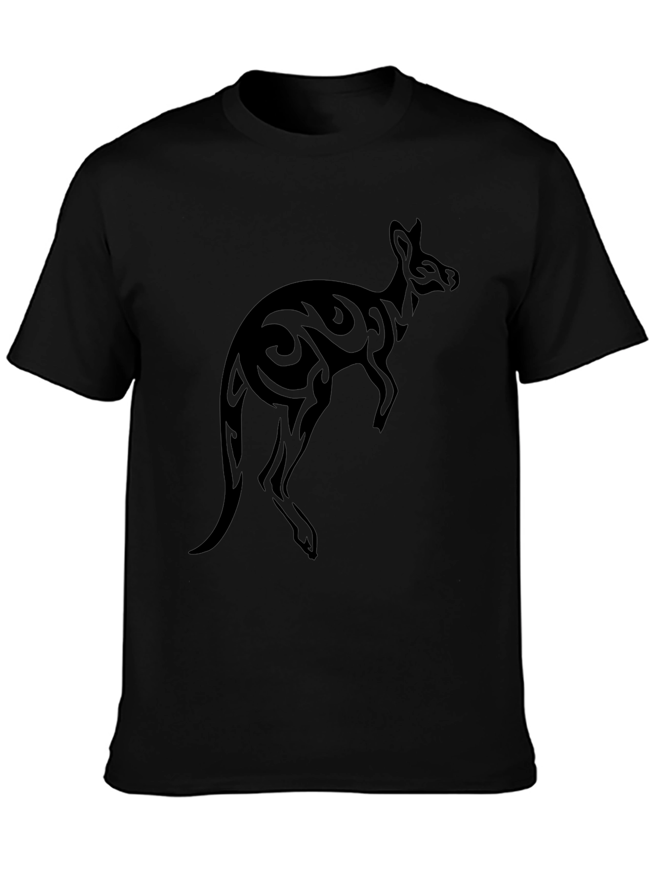 Mens Black Tribal Kangaroo Graphic Tee