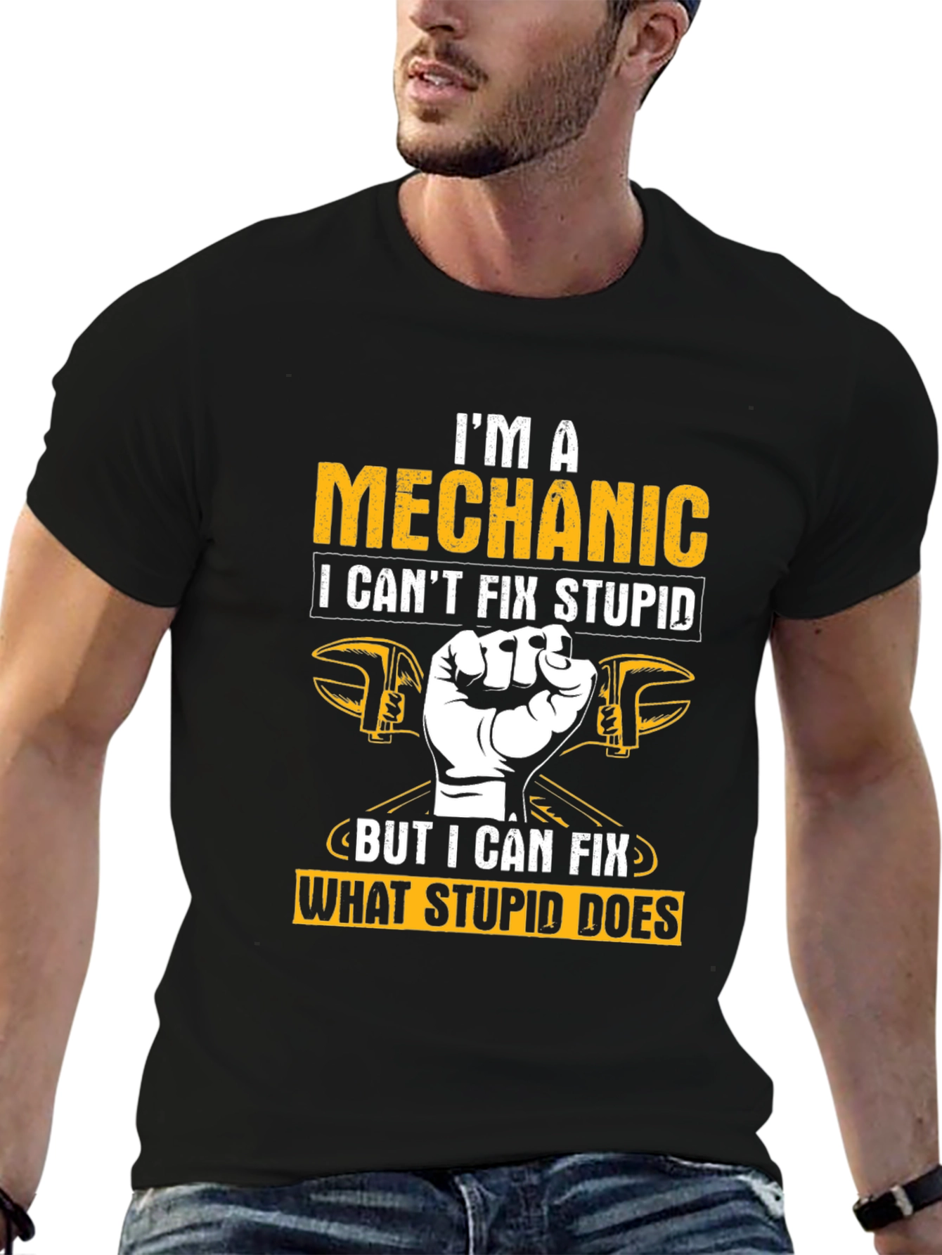 Mechanic Humor T-Shirt: I Cant Fix Stupid