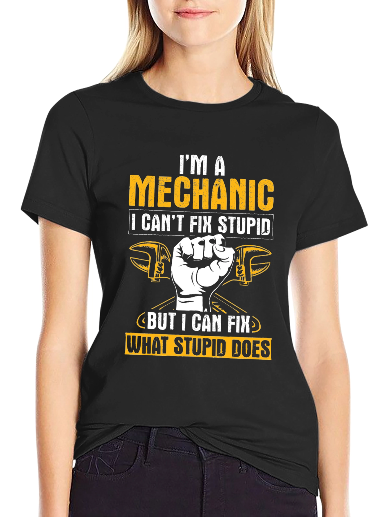 Mechanic Humor T-Shirt: I Cant Fix Stupid