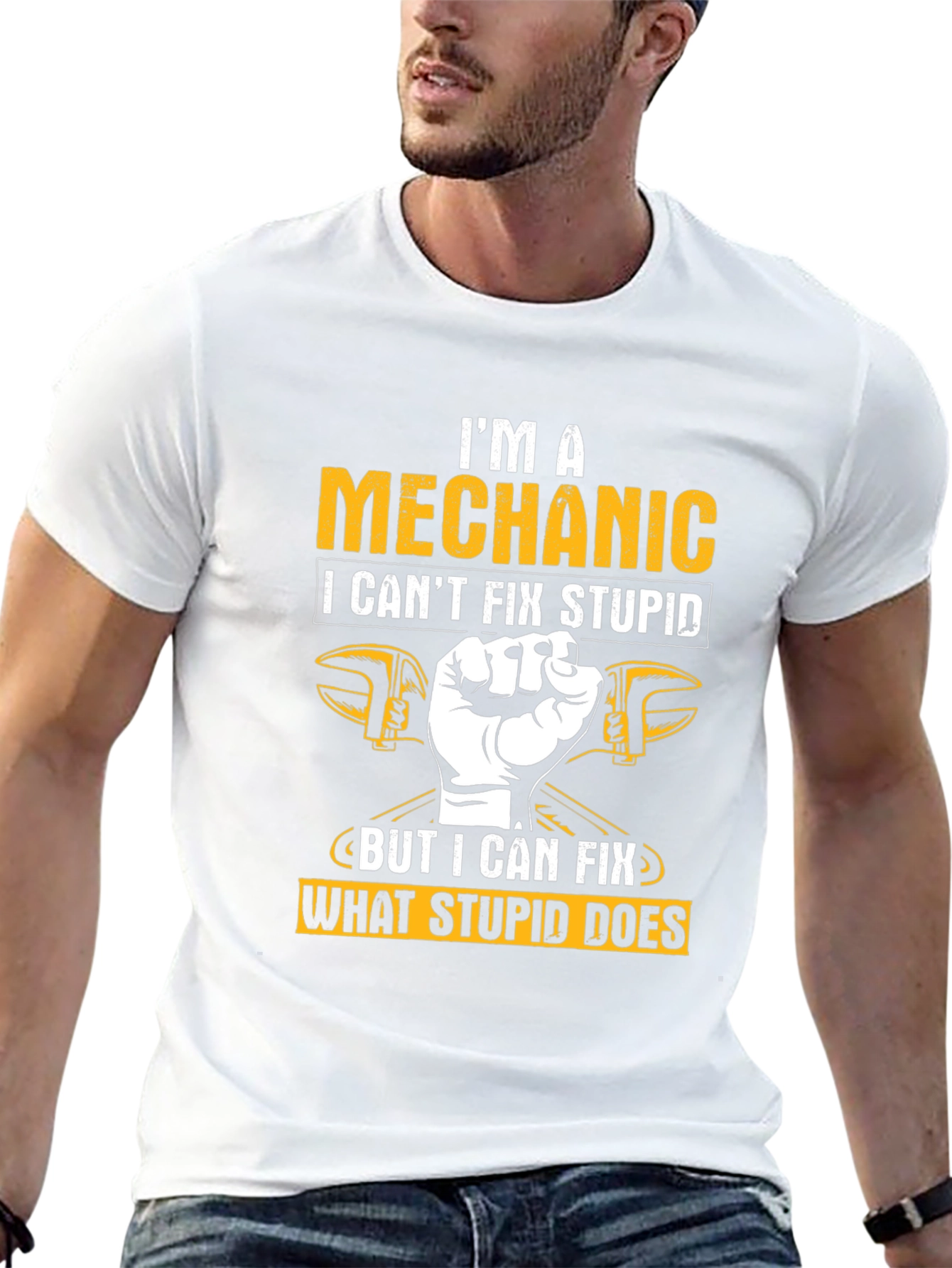 Mechanic Humor T-Shirt: I Cant Fix Stupid