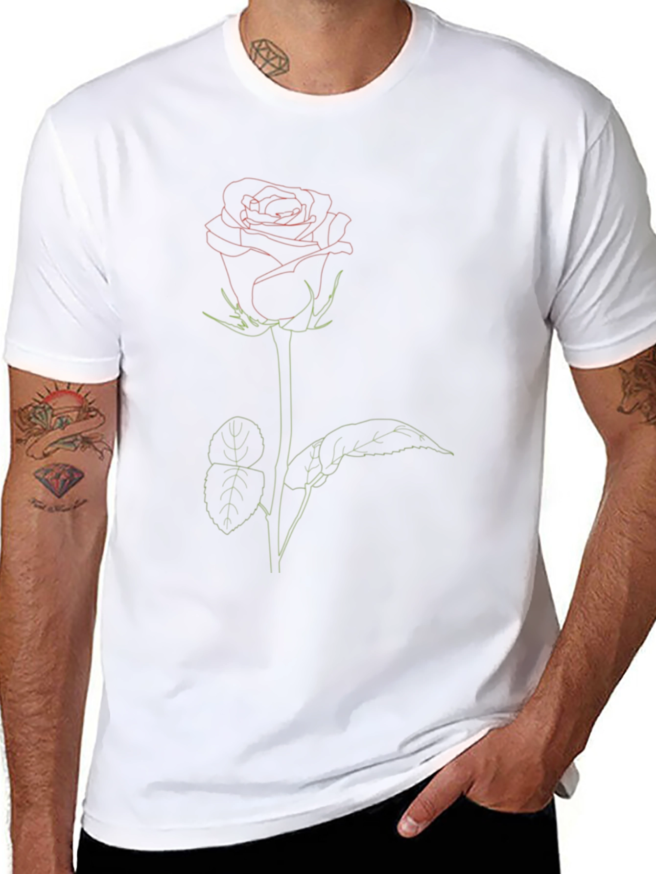 Rose Outline Graphic T-Shirt - Modern Aesthetic