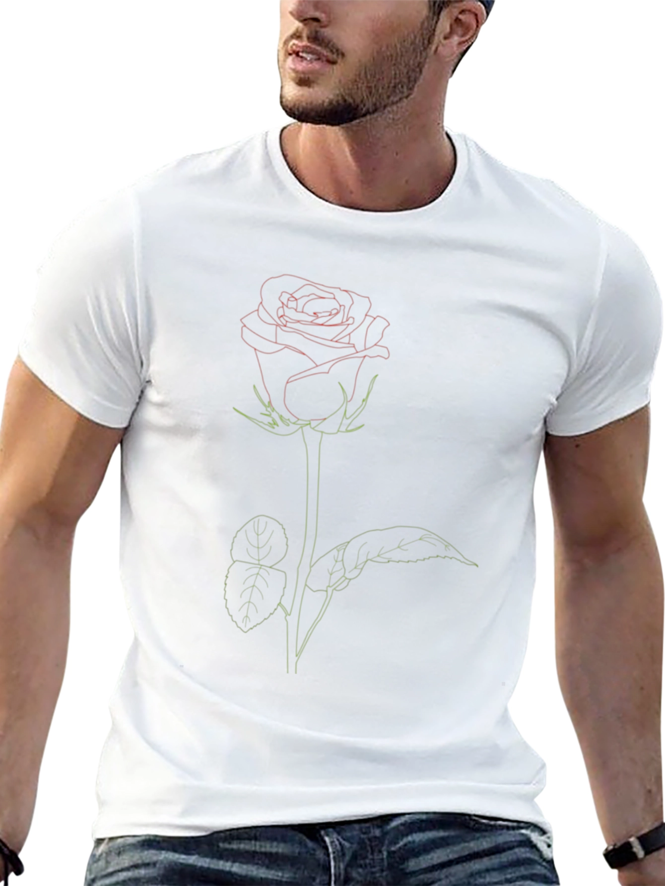 Rose Outline Graphic T-Shirt - Modern Aesthetic