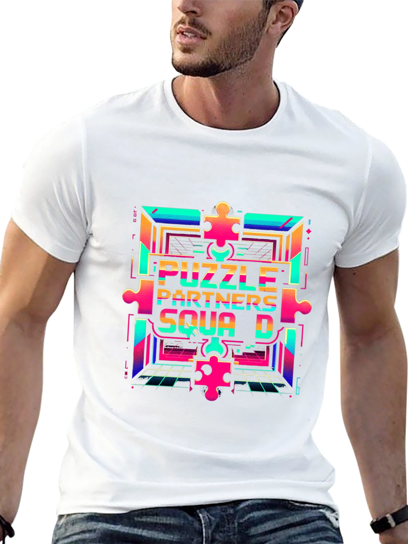 Puzzle Partners Squad D T-Shirt - Retro Gaming Style