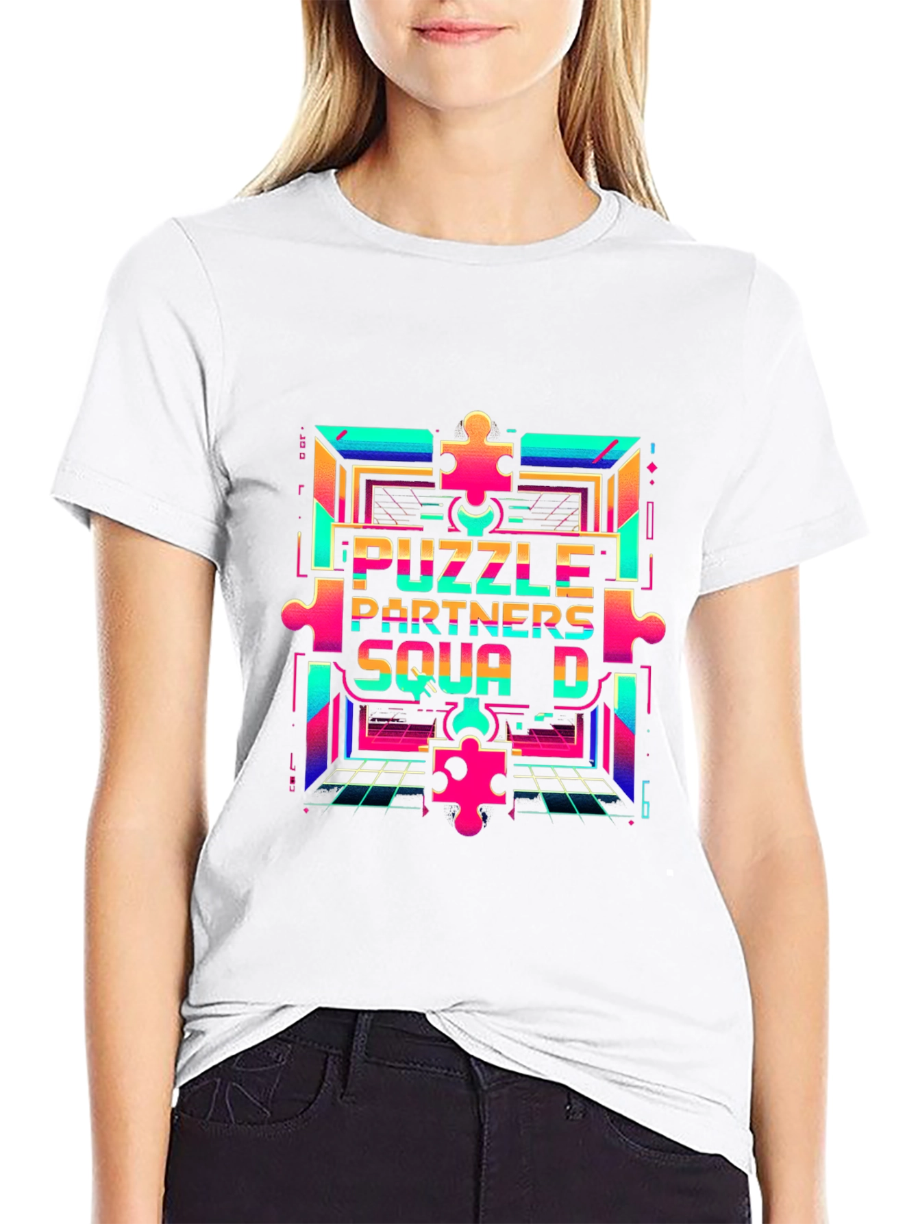 Puzzle Partners Squad D T-Shirt - Retro Gaming Style
