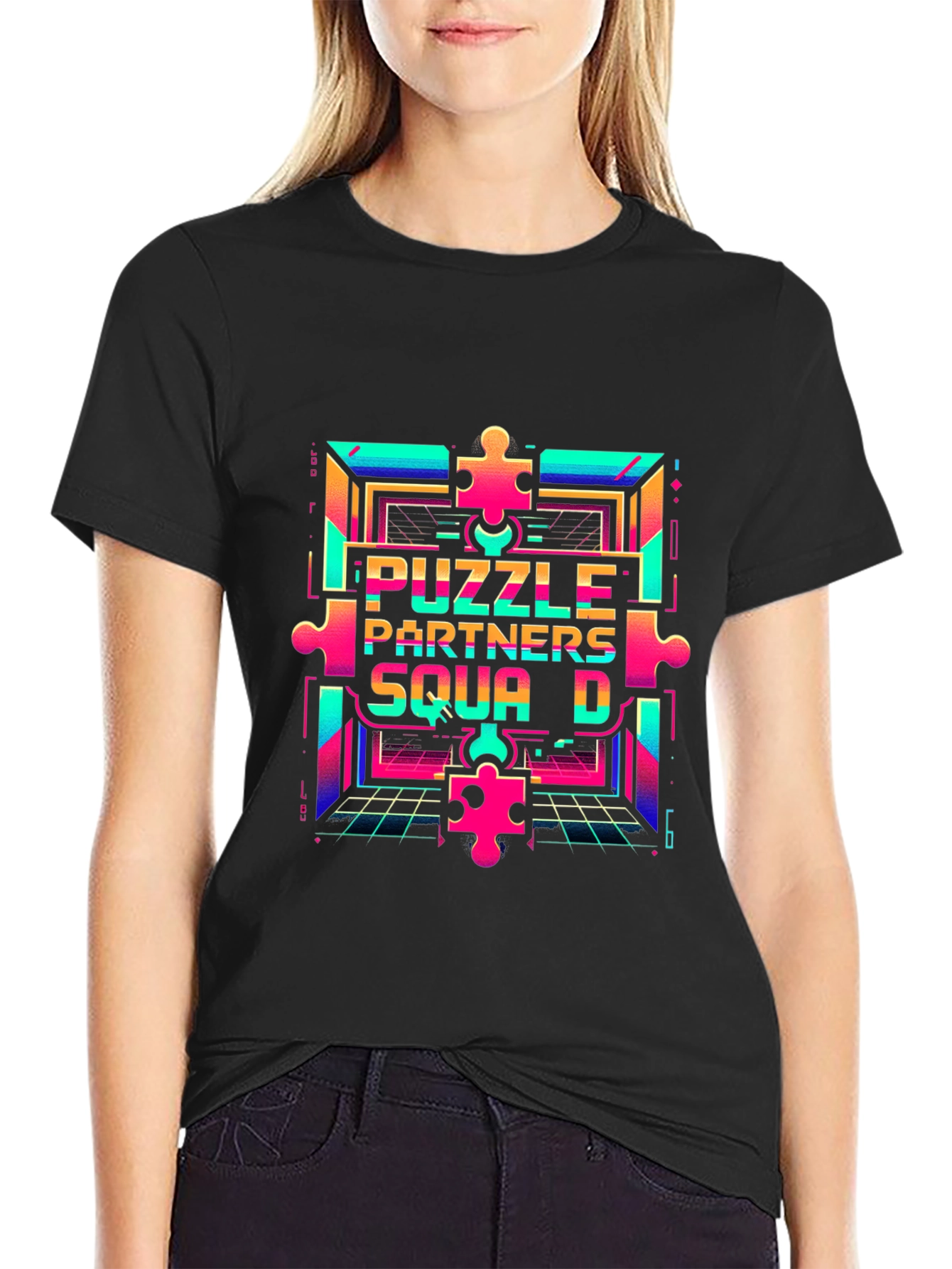 Puzzle Partners Squad D T-Shirt - Retro Gaming Style