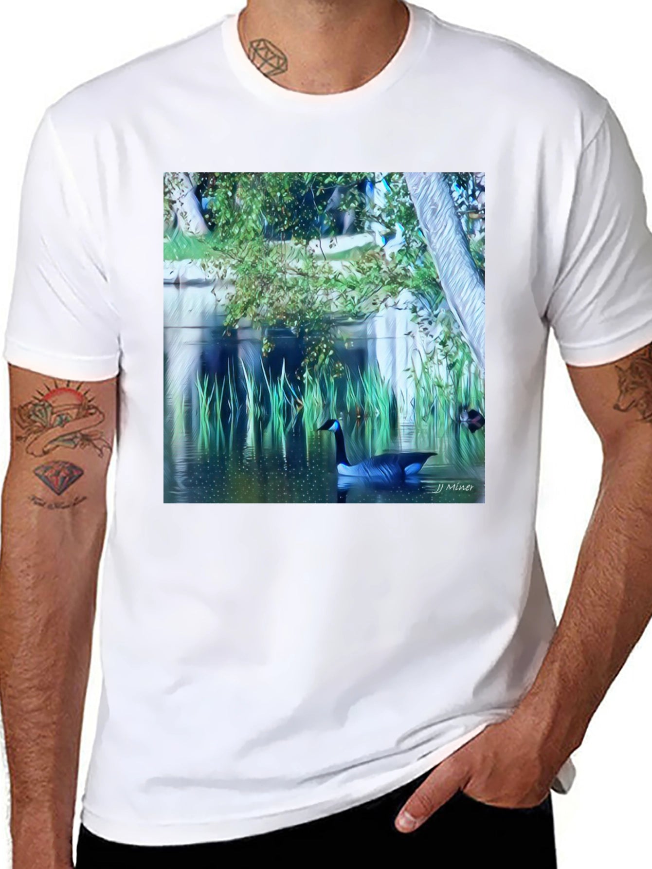 Nature Scene Graphic Tee - Lakeside Goose Design