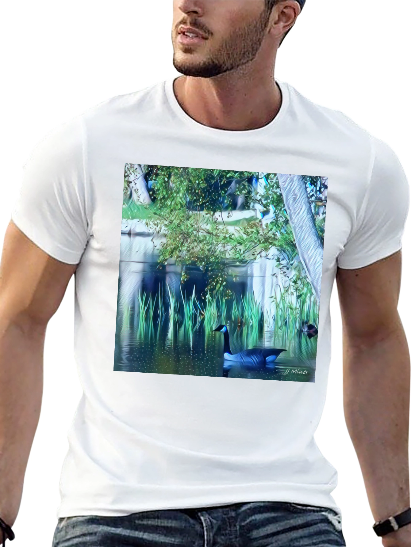 Nature Scene Graphic Tee - Lakeside Goose Design