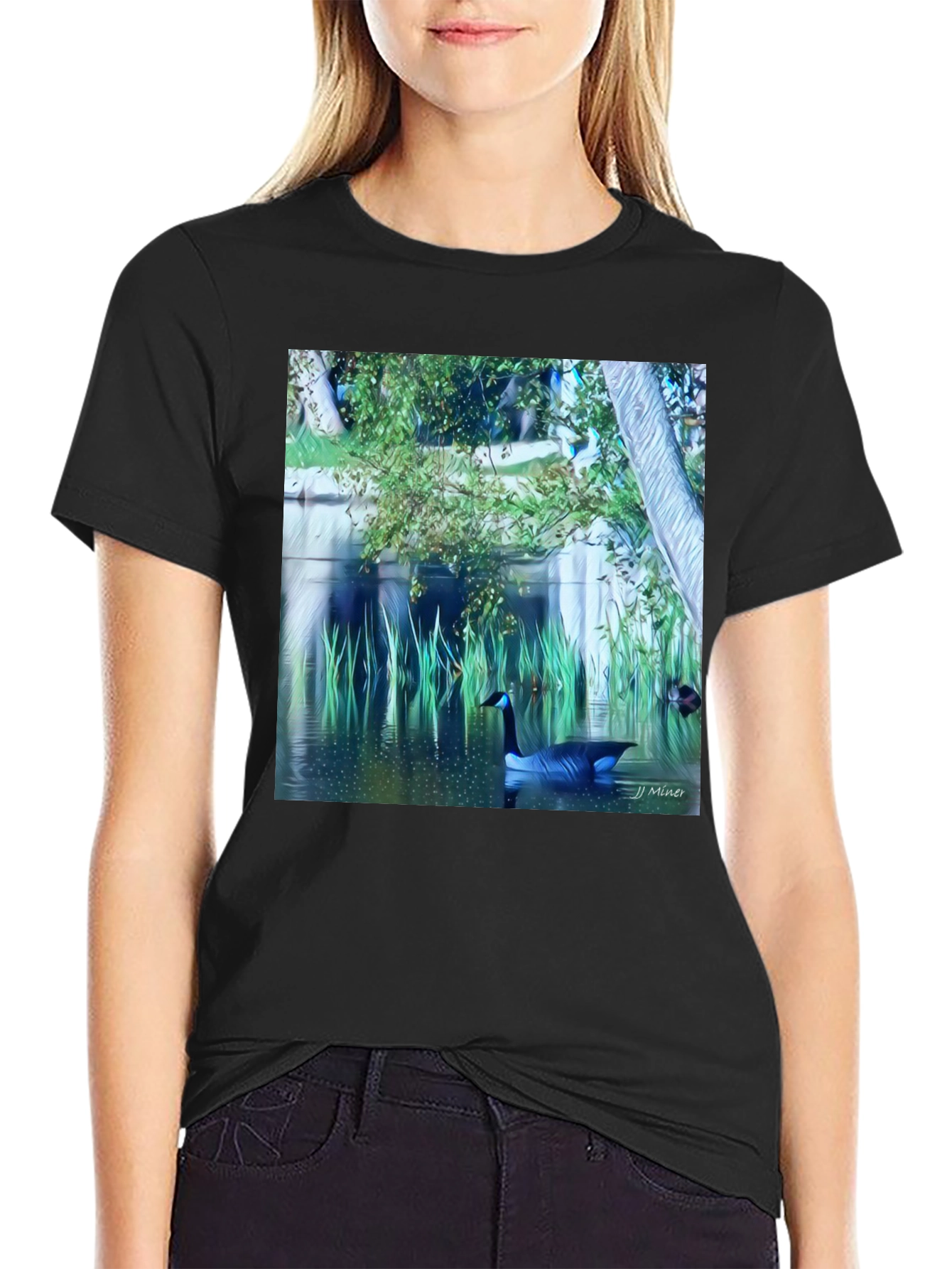 Nature Scene Graphic Tee - Lakeside Goose Design