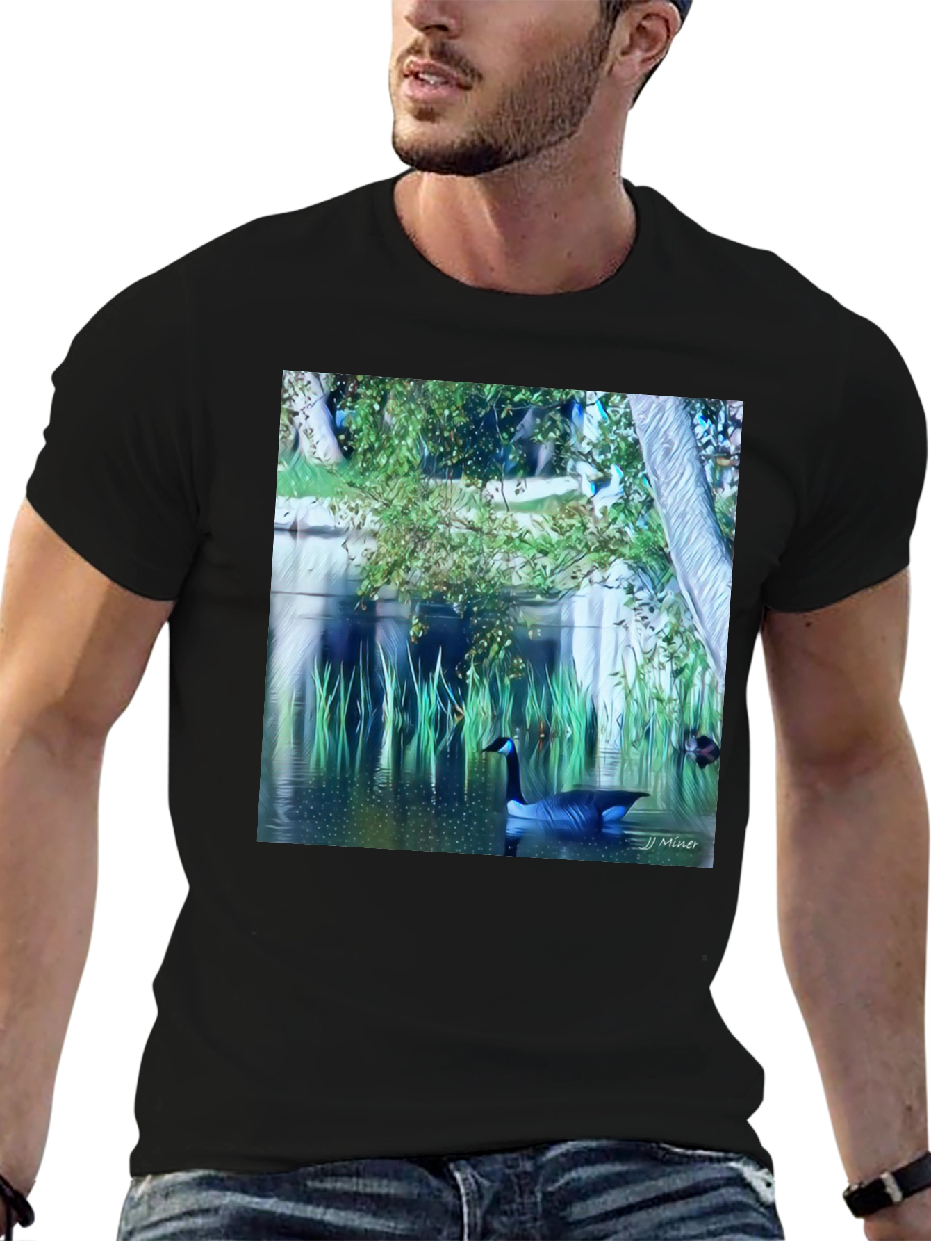 Nature Scene Graphic Tee - Lakeside Goose Design