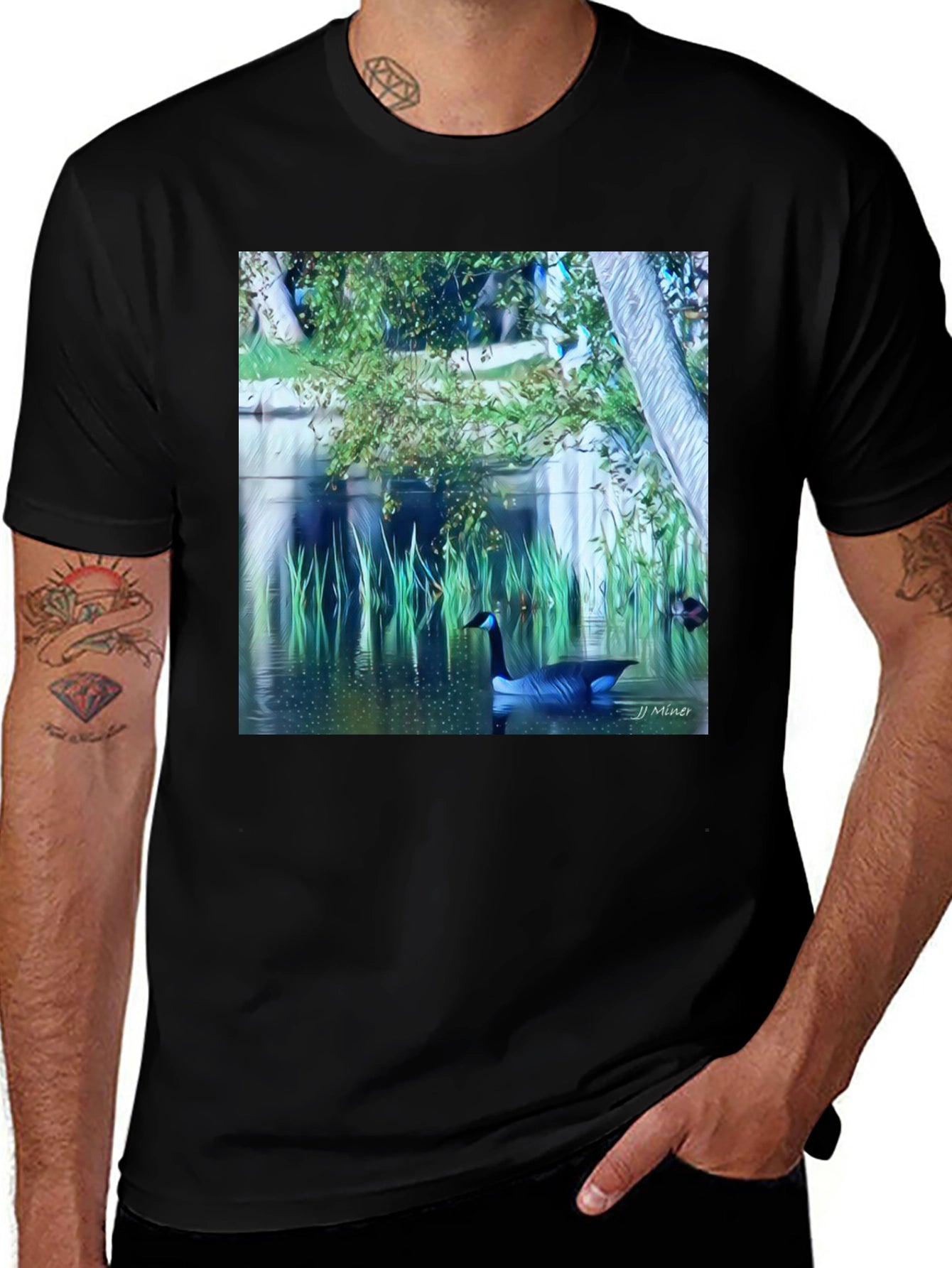 Nature Scene Graphic Tee - Lakeside Goose Design