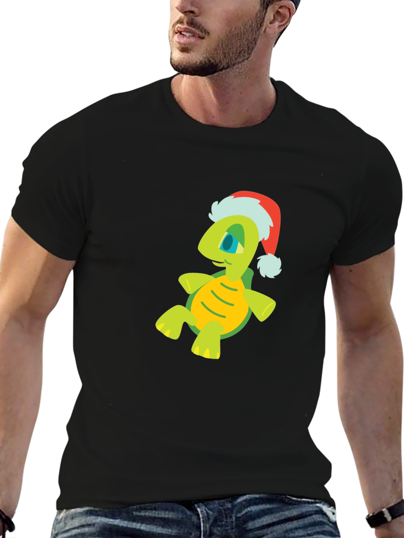 Festive Turtle Graphic Tee - Black