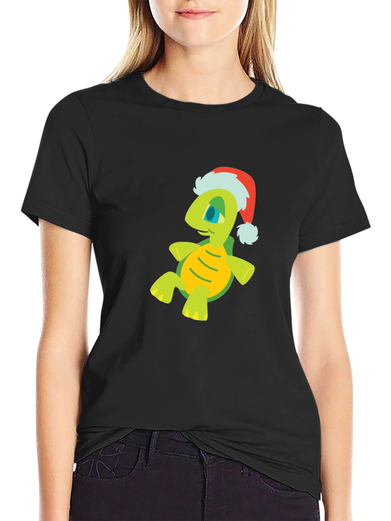 Festive Turtle Graphic Tee - Black