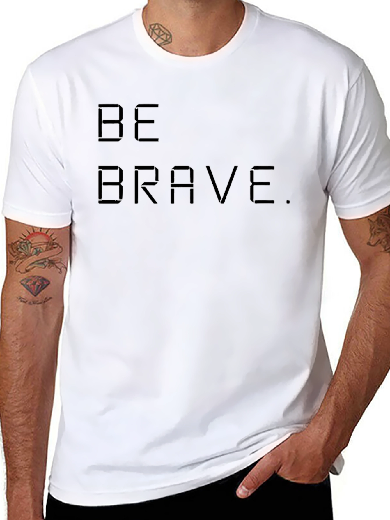 Be Brave Graphic Print Black Crew Neck T-Shirt