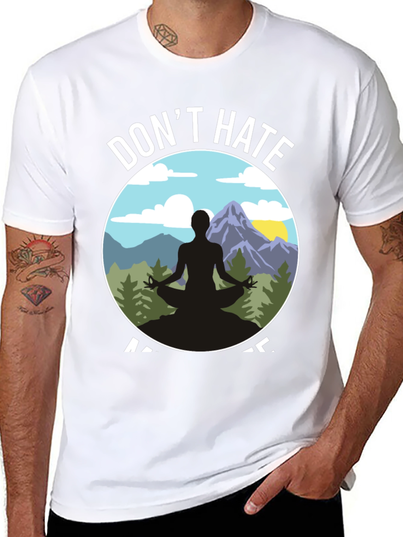 Dont Hate Meditate T-Shirt - Yoga Nature Design