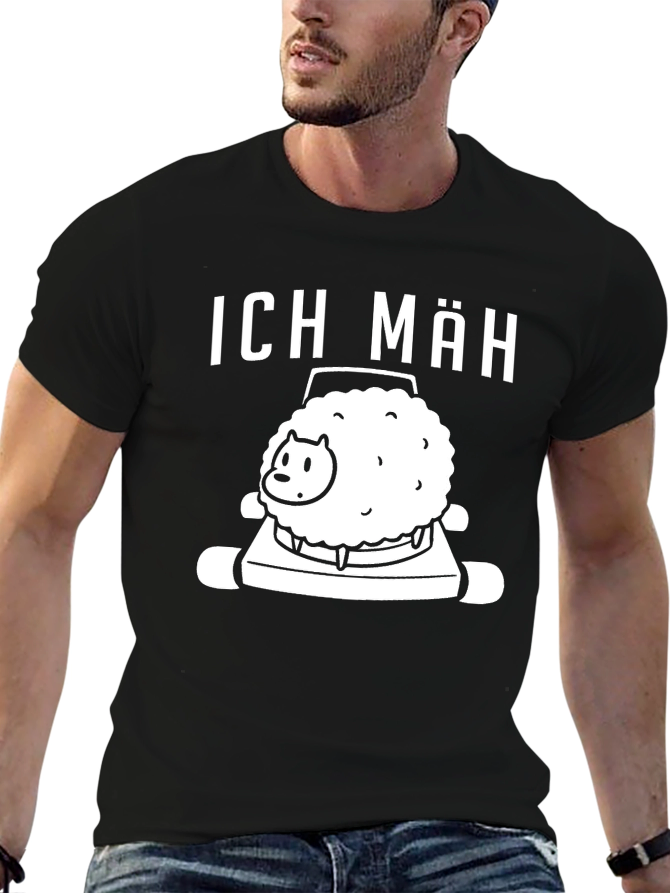 Ich Mah Sheep Lawn Mower Graphic T-Shirt