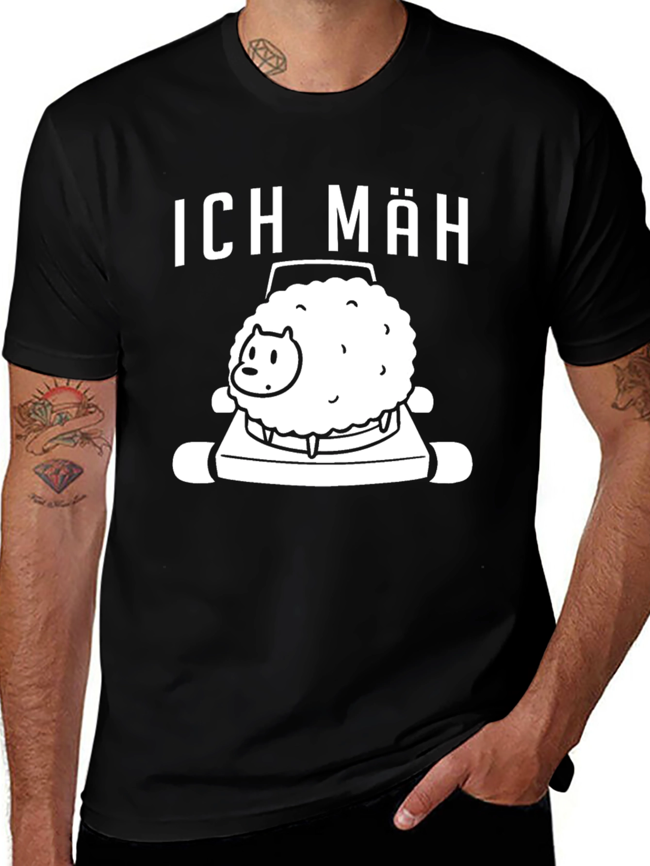 Ich Mah Sheep Lawn Mower Graphic T-Shirt