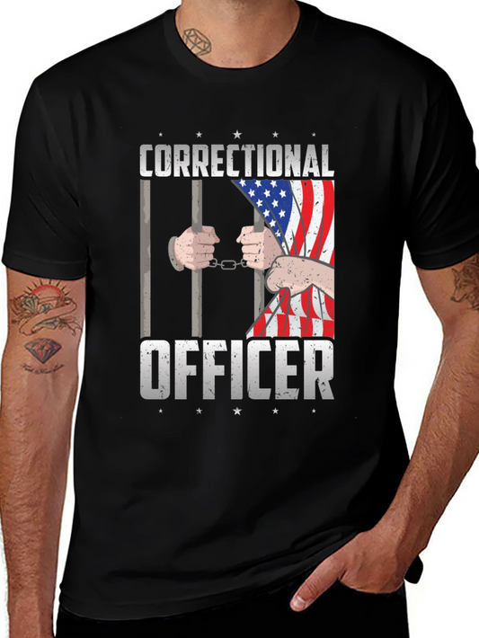 Correctional Officer USA Flag Graphic T-Shirt