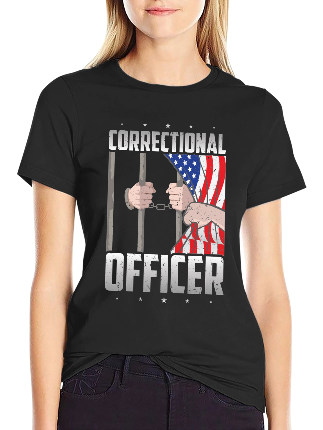 Correctional Officer USA Flag Graphic T-Shirt