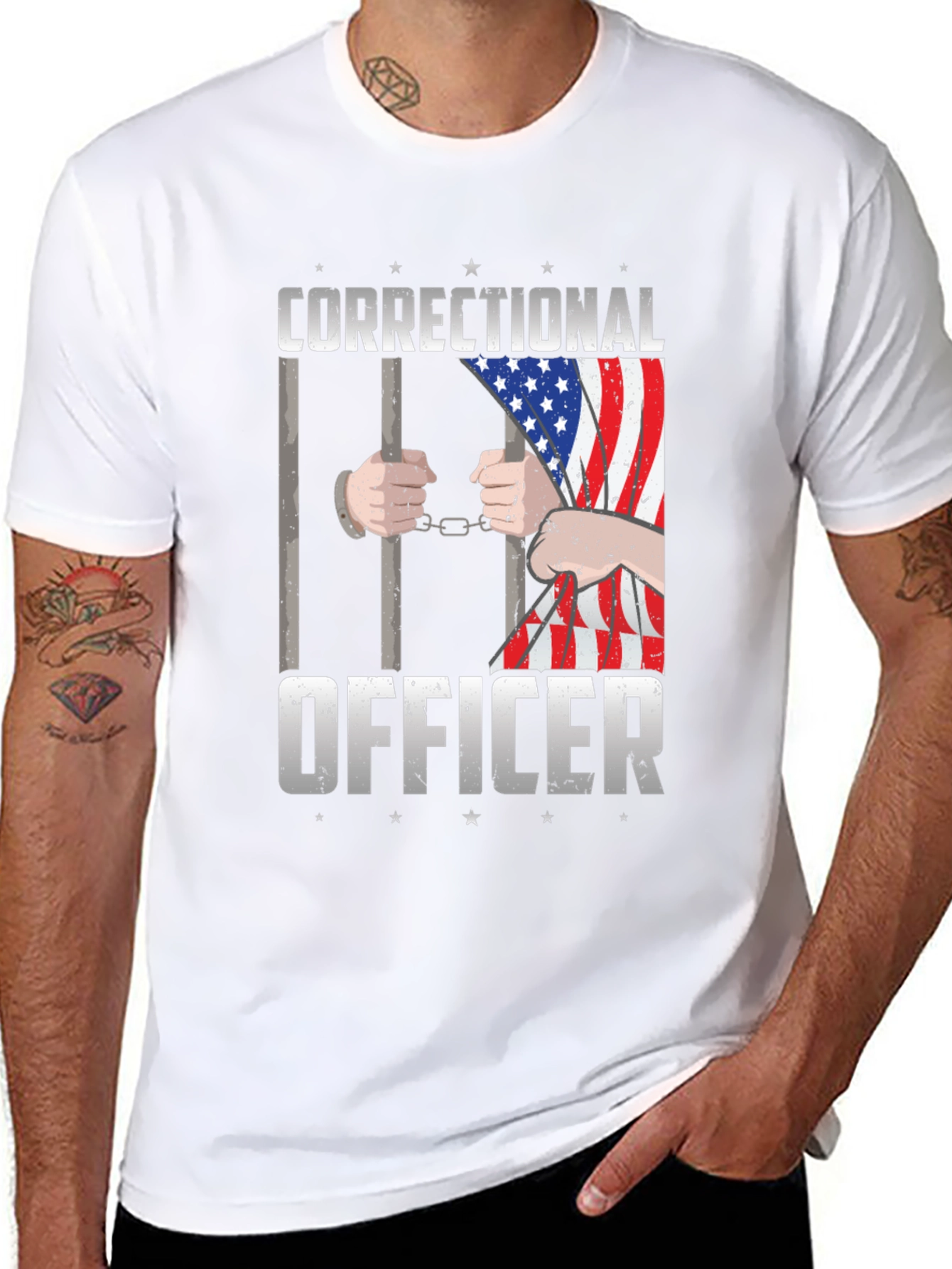 Correctional Officer USA Flag Graphic T-Shirt