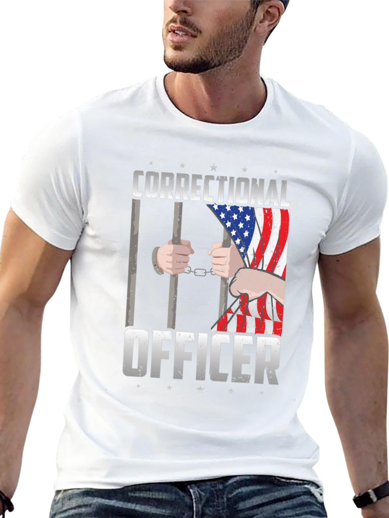 Correctional Officer USA Flag Graphic T-Shirt