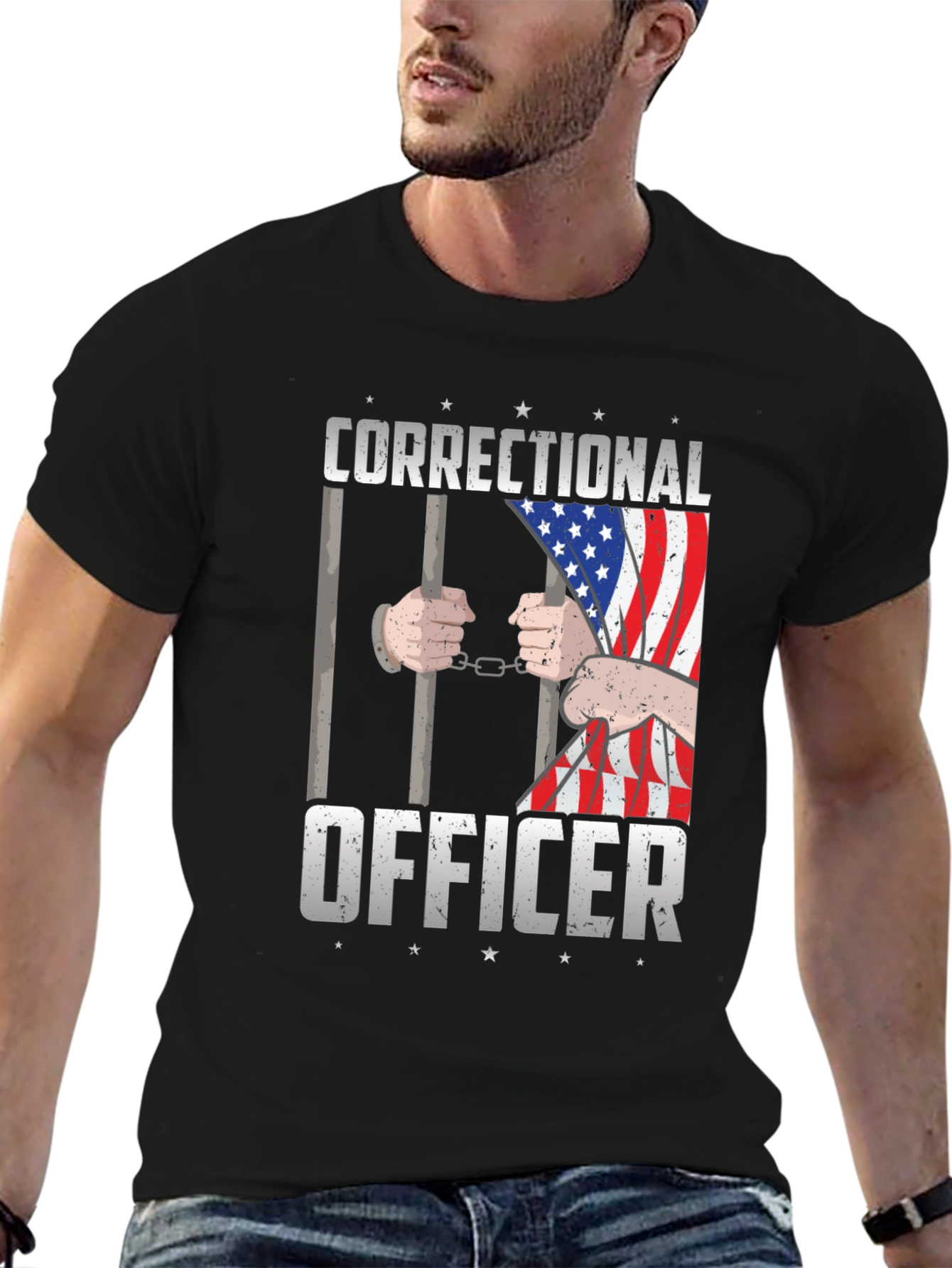 Correctional Officer USA Flag Graphic T-Shirt