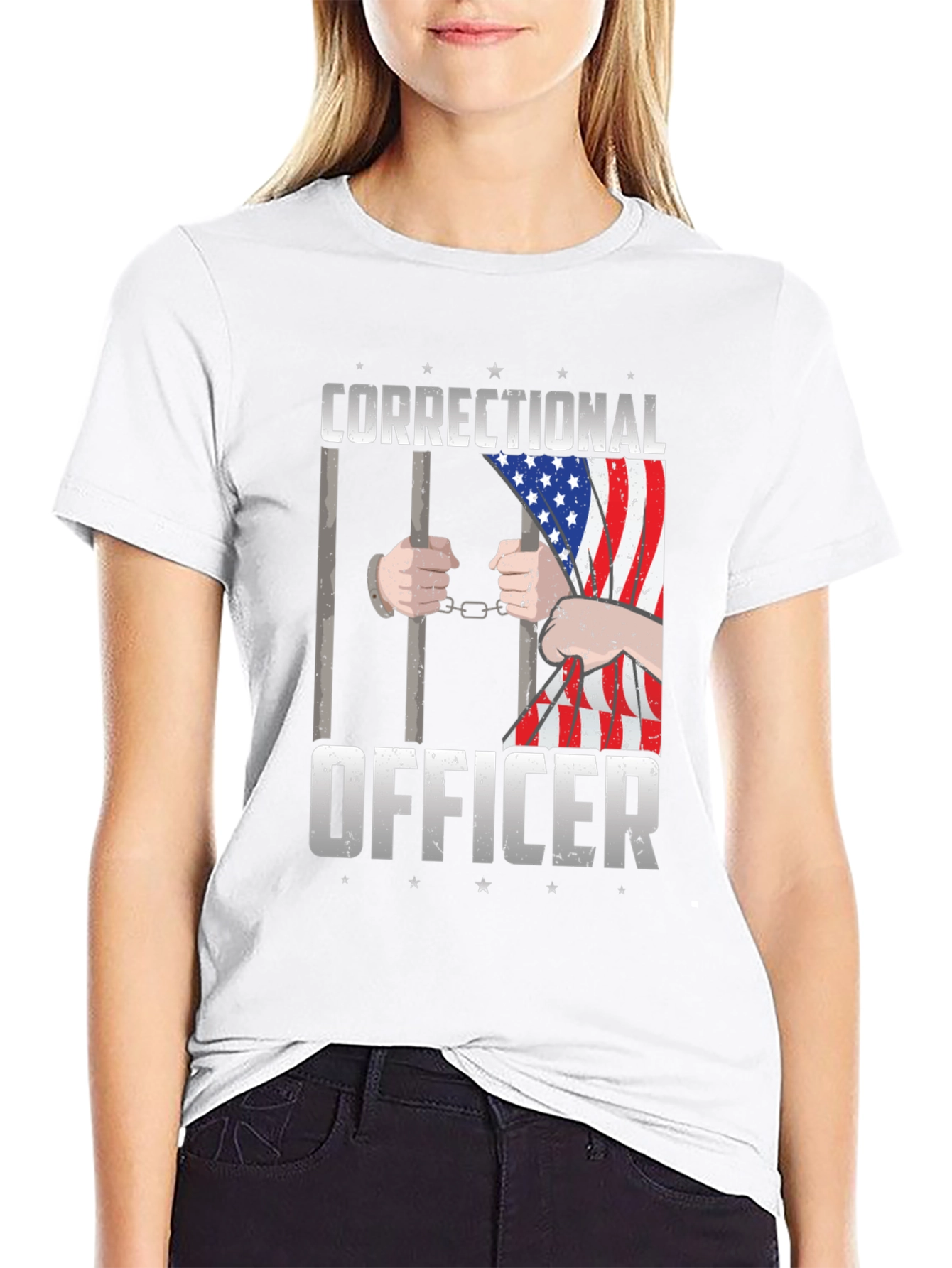 Correctional Officer USA Flag Graphic T-Shirt