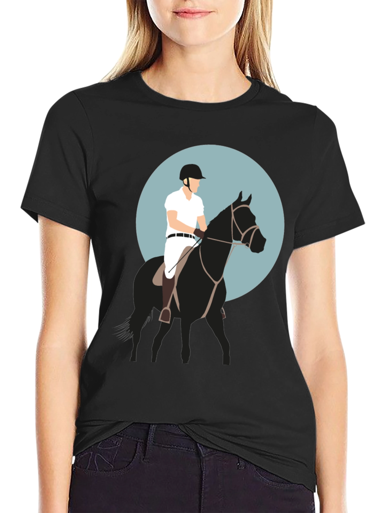 Equestrian Rider Graphic Tee - Black T-Shirt