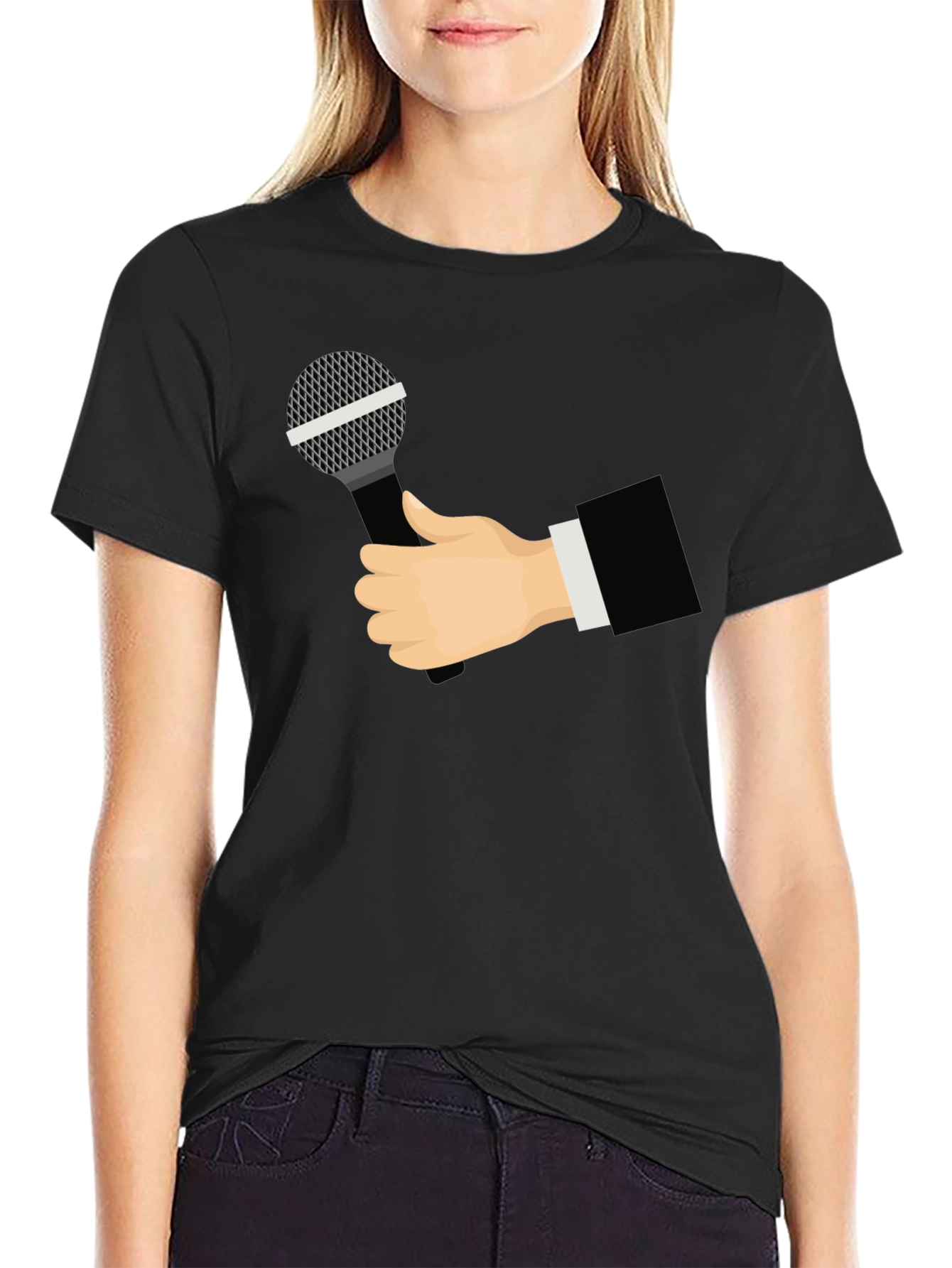 Mic Check T-Shirt - Black Graphic Tee