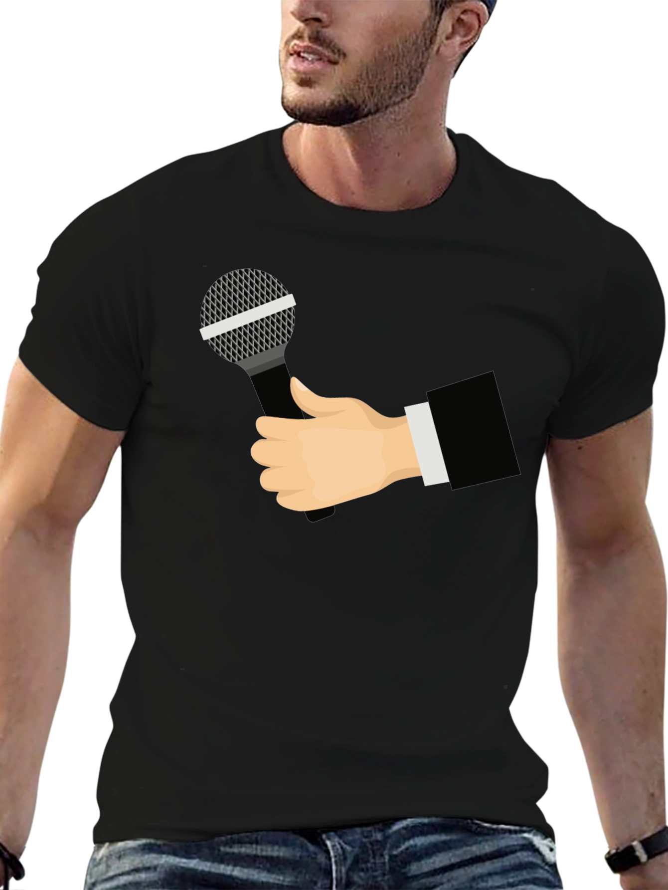 Mic Check T-Shirt - Black Graphic Tee