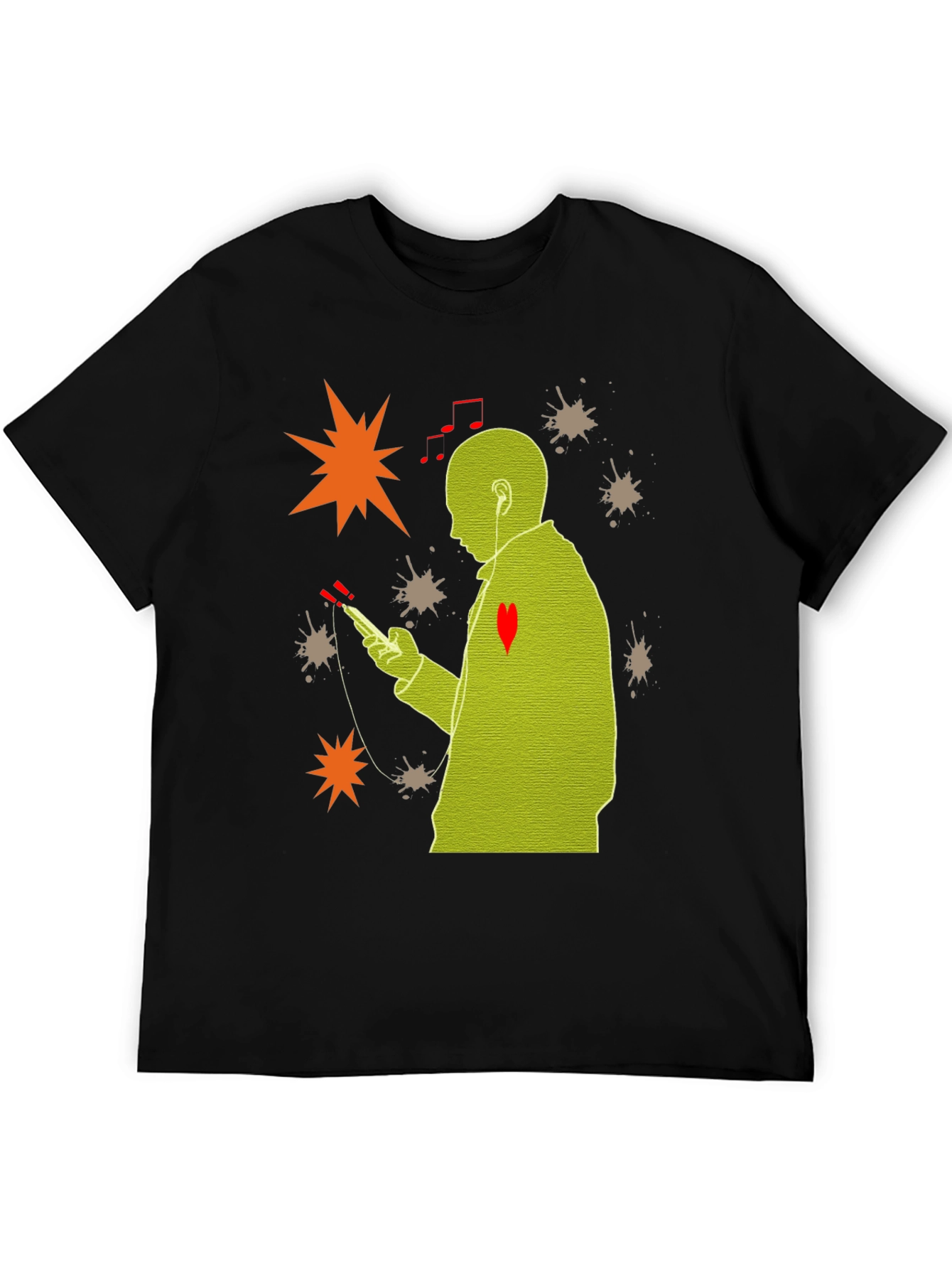 Stylish Black T-Shirt with Music Lover Design