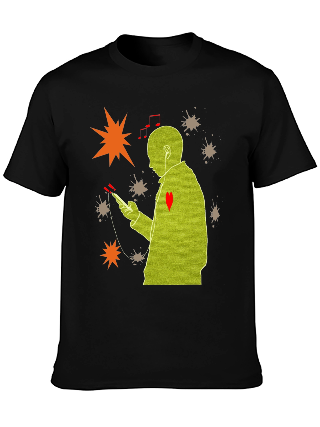 Stylish Black T-Shirt with Music Lover Design