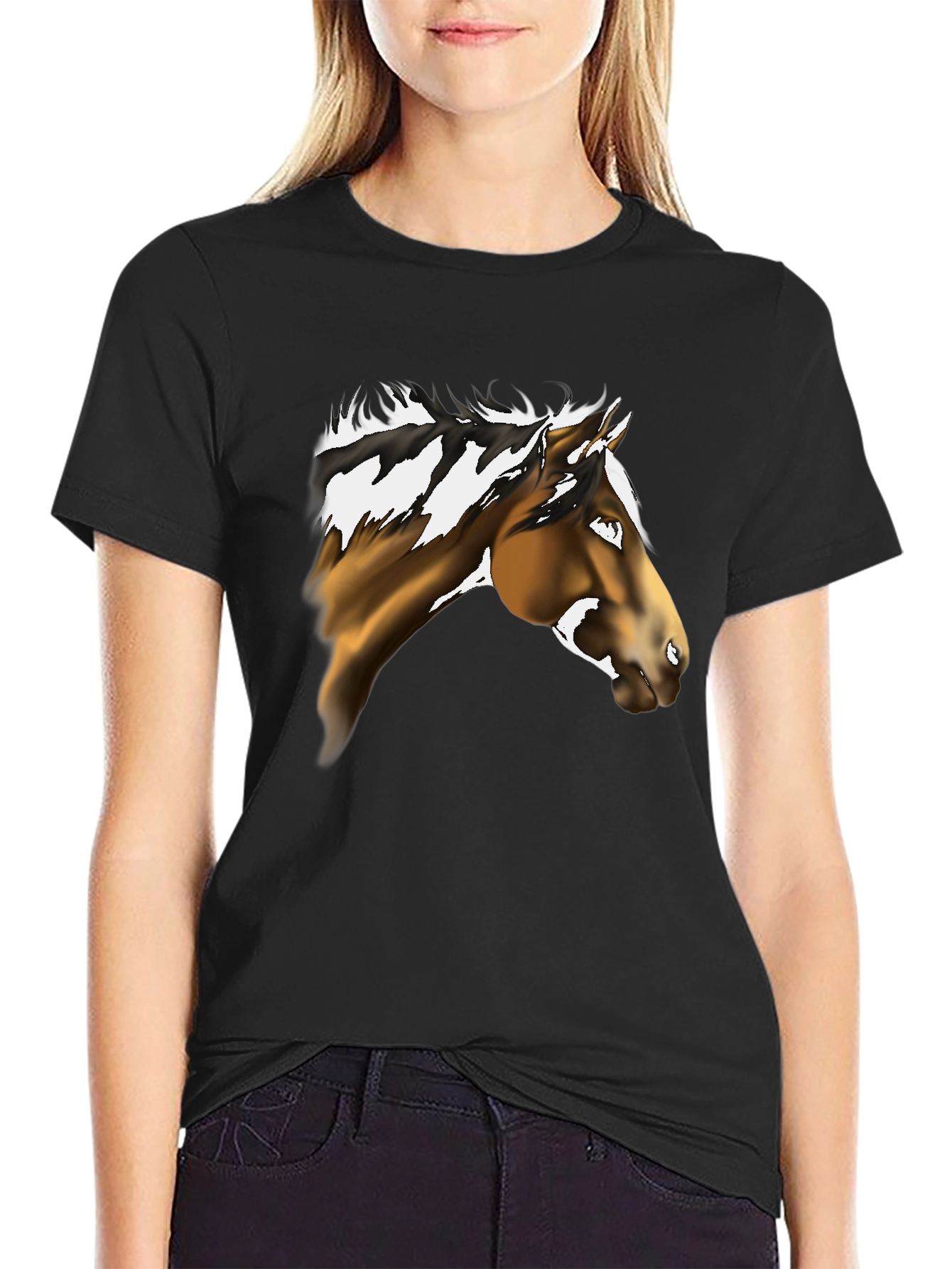 Horse Graphic Black Tee - Equestrian Style