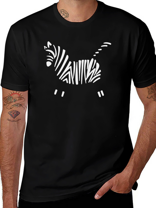 Zebra Art Graphic Tee - Black Cotton T-Shirt