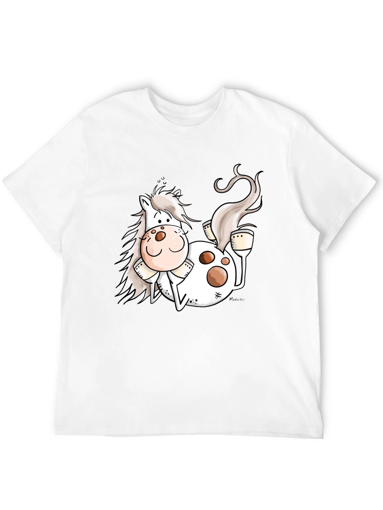 Funny Horse Cartoon Graphic Black T-Shirt